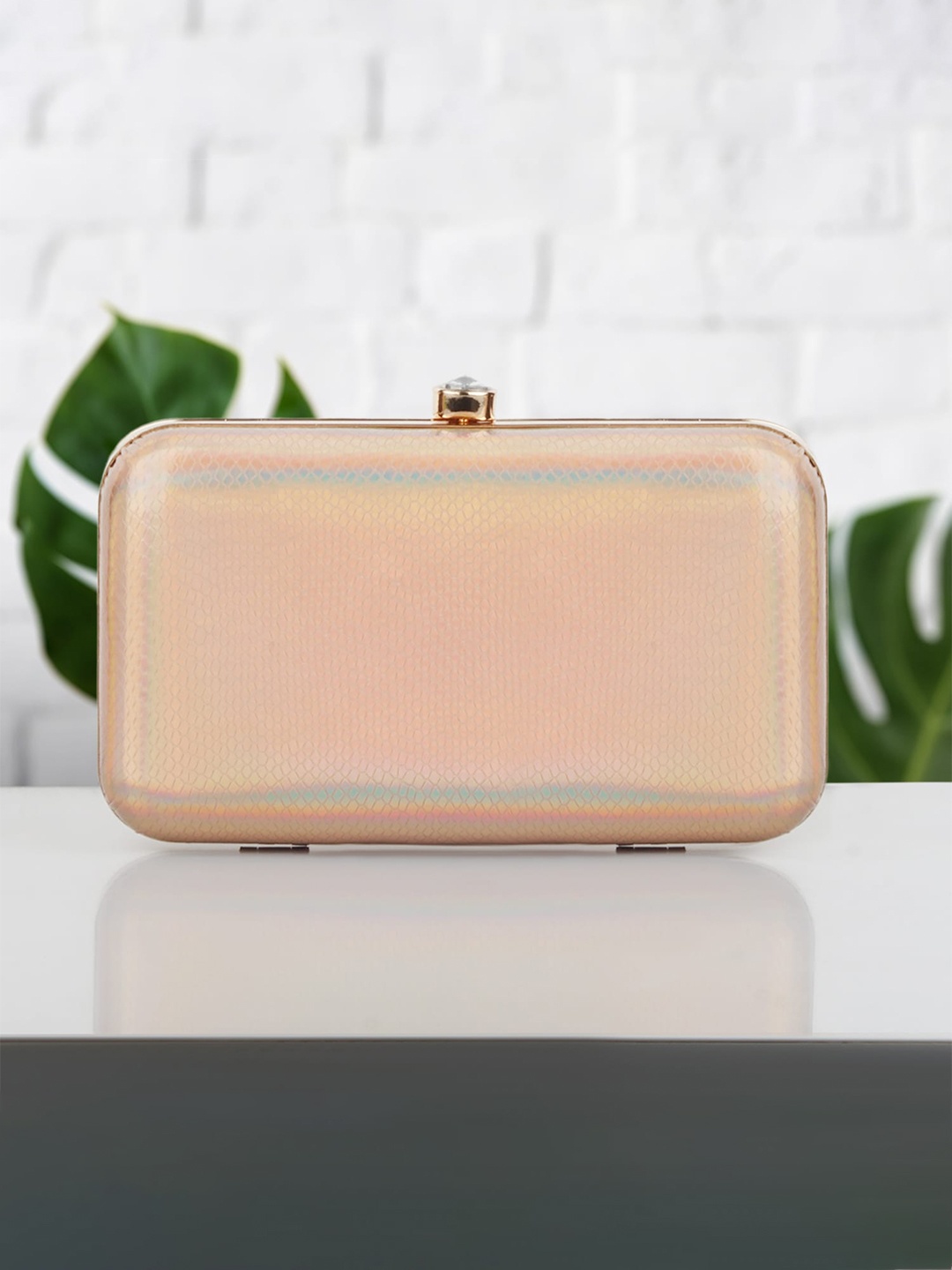 

Anna Claire Rose Gold Textured Box Clutch