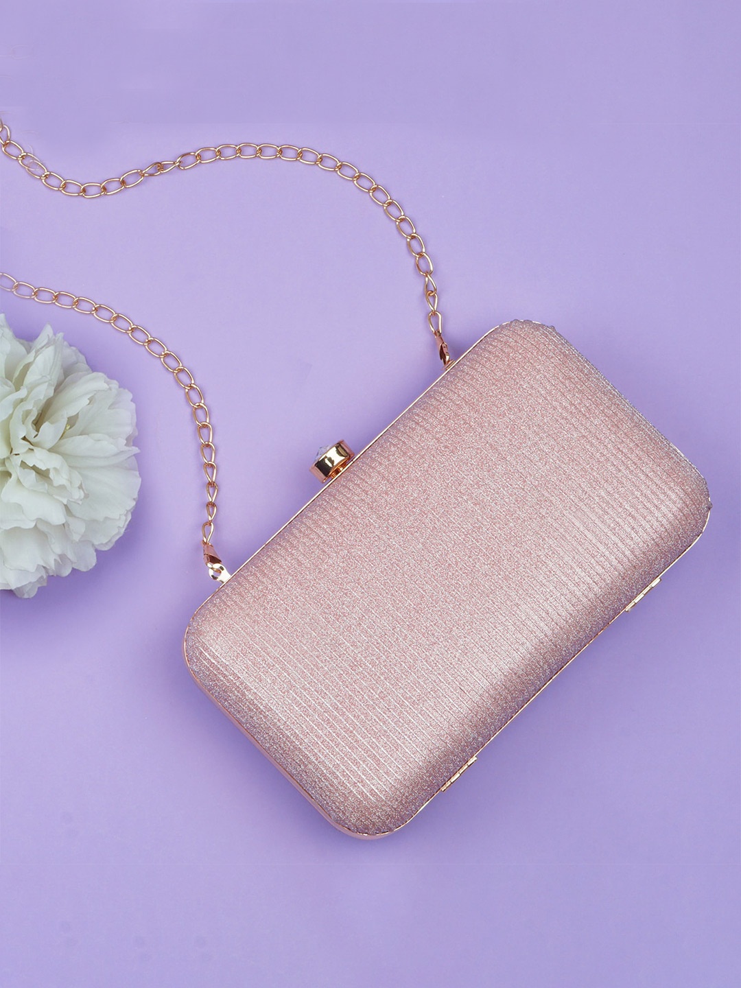 

Anna Claire Grey & Gold-Toned PU Box Clutch