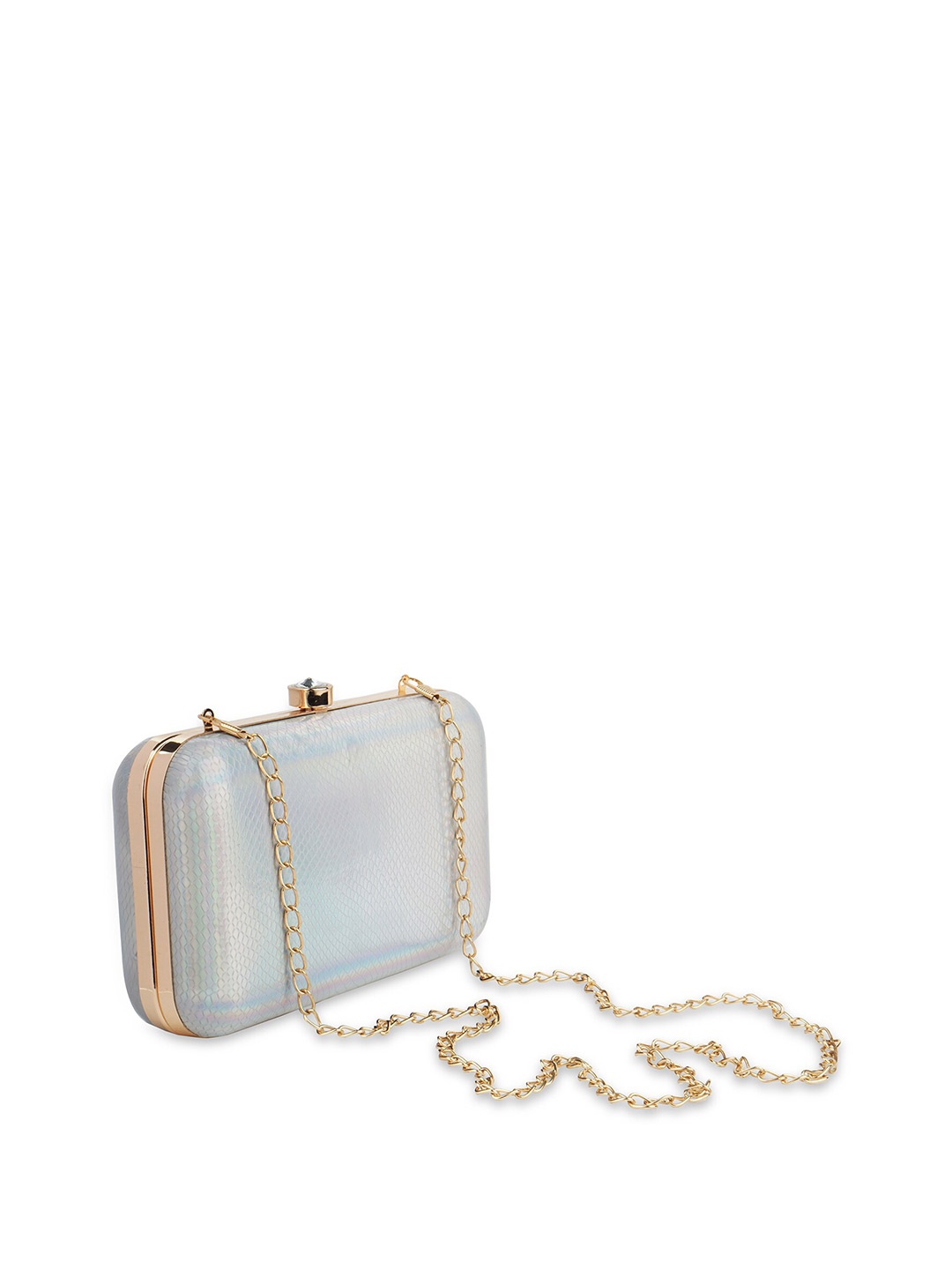

Anna Claire Silver-Toned & Blue Textured Box Clutch