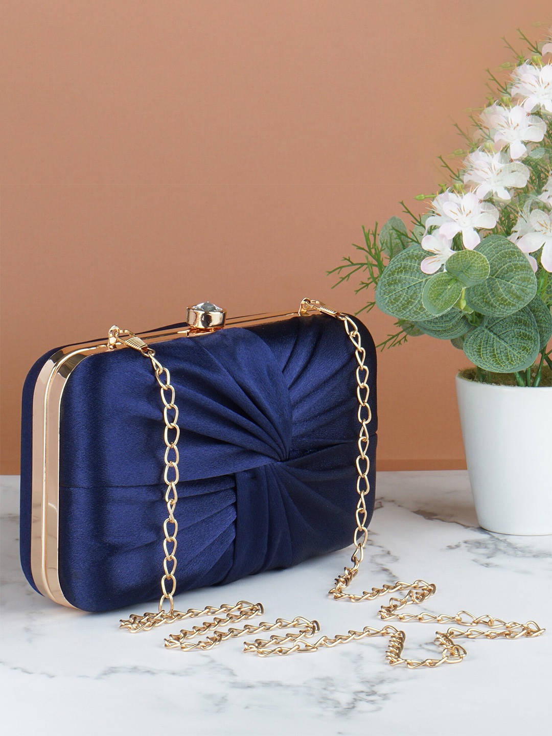 

Anna Claire Blue Textured Box Clutch