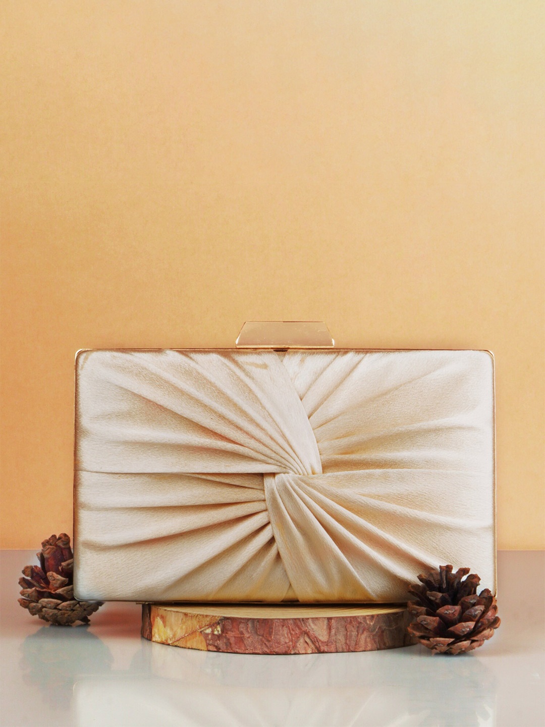 

Anna Claire Cream-Coloured Textured Box Clutch