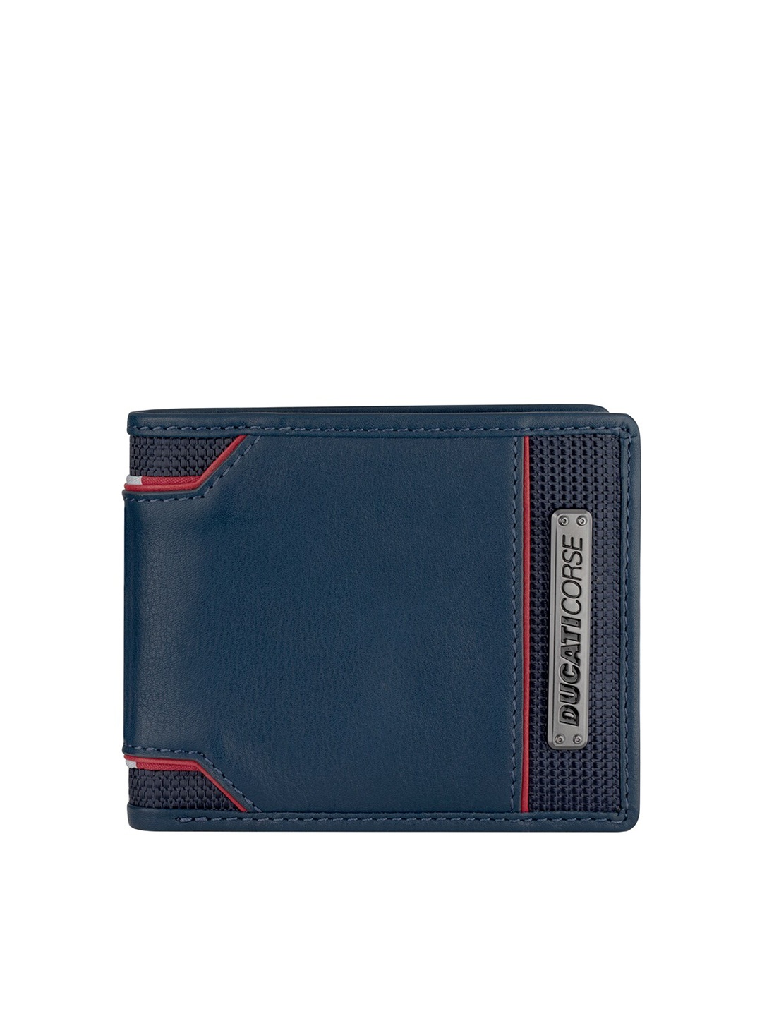 

DUCATI CORSE Men Blue Printed Leather Two Fold Wallet