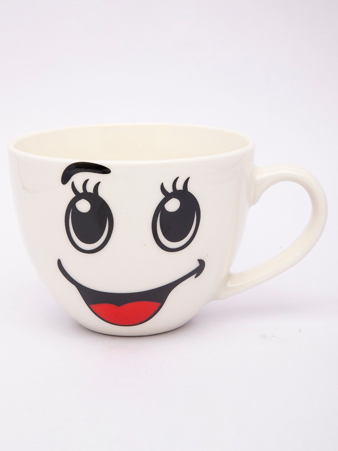 

MARKET99 Ceramic White & Red Printed Matte Coffee Mug 450 ML