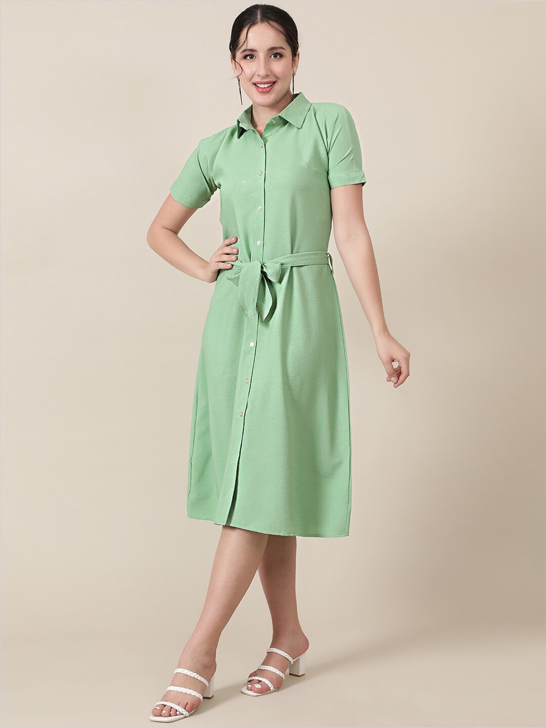 

J Turritopsis Green Shirt Midi Dress