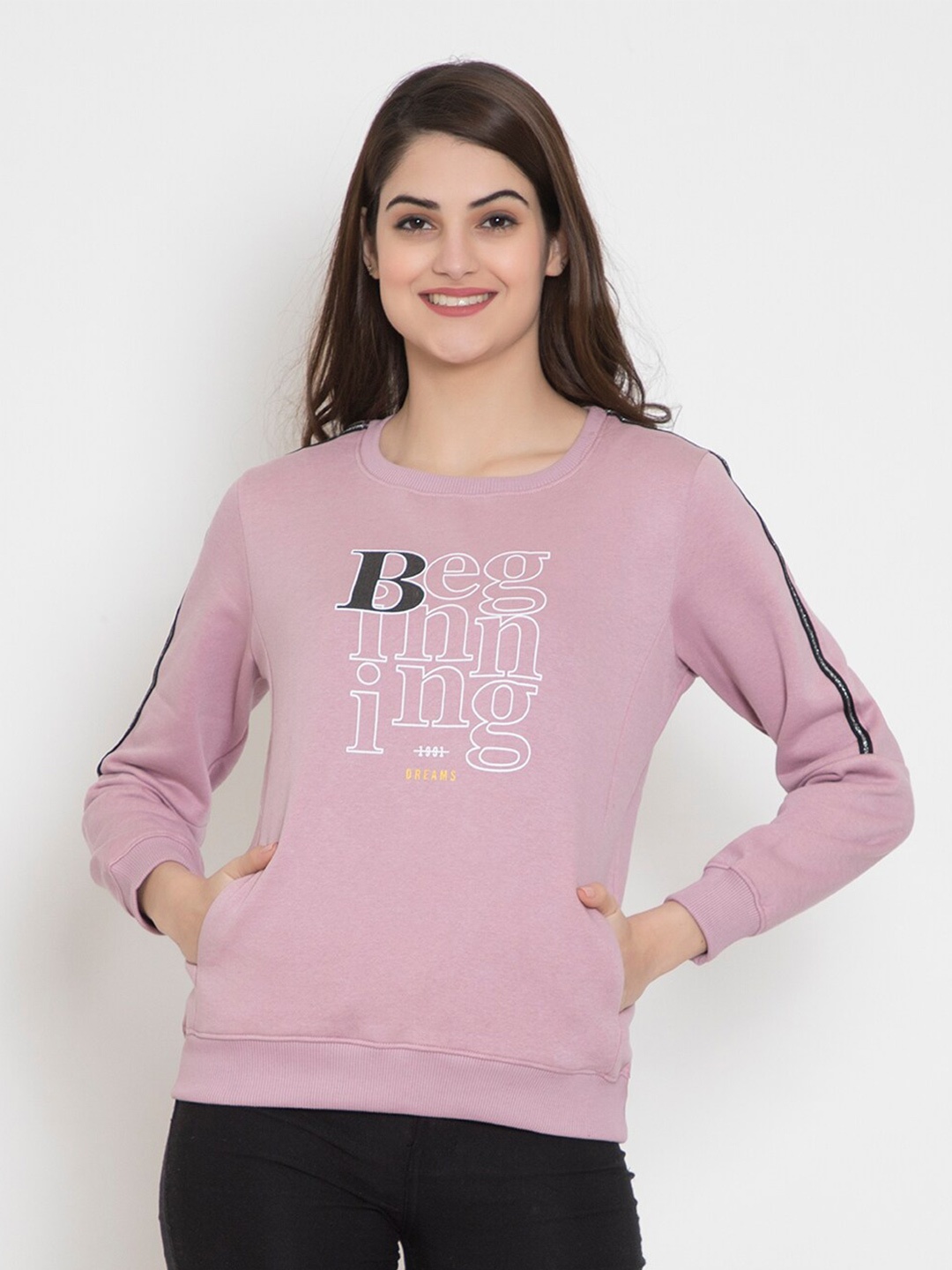 

FLOSBERRY Women Olive Green Fleece Sweatshirt