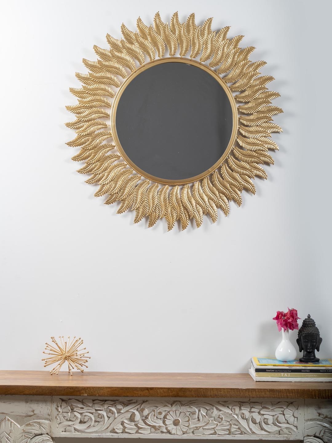 

vedas Gold-Toned Solid M-Zeta Wall Mirror