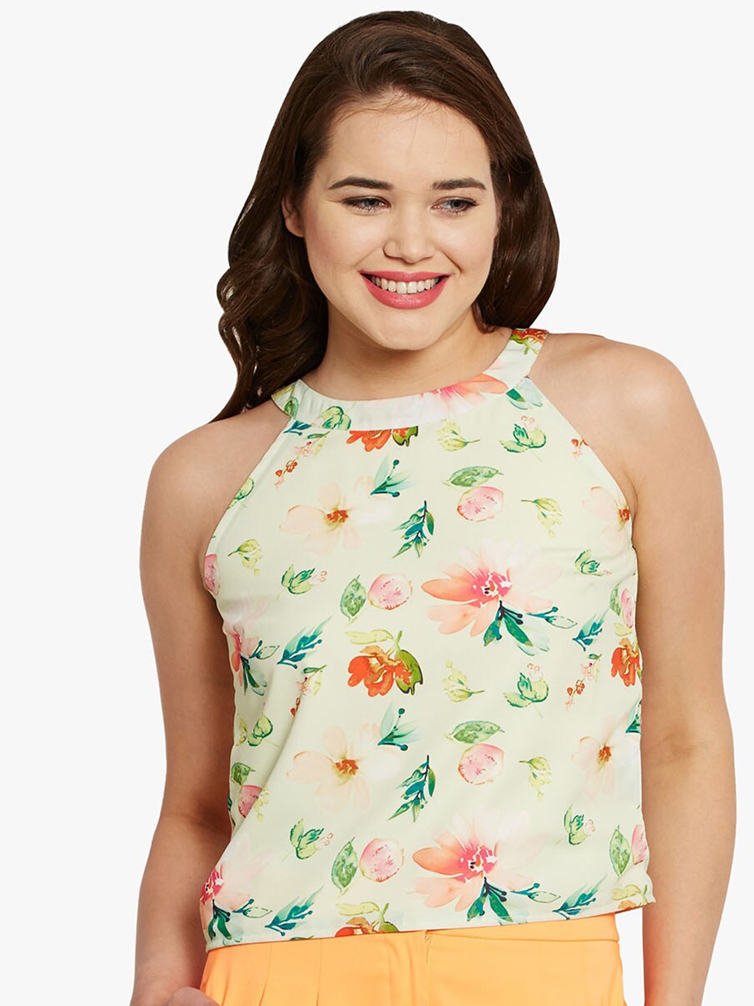 

BandBox Off White Floral Print Top, Green