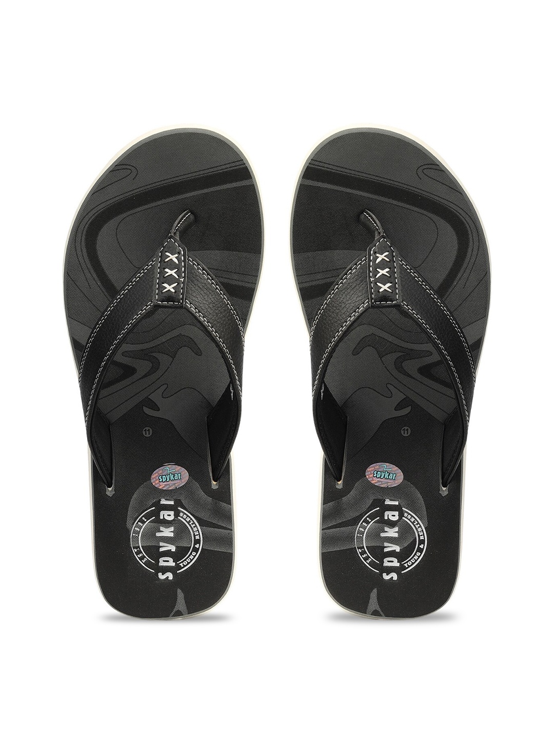

SPYKAR Men Thomas Black Printed Thong Flip-Flops