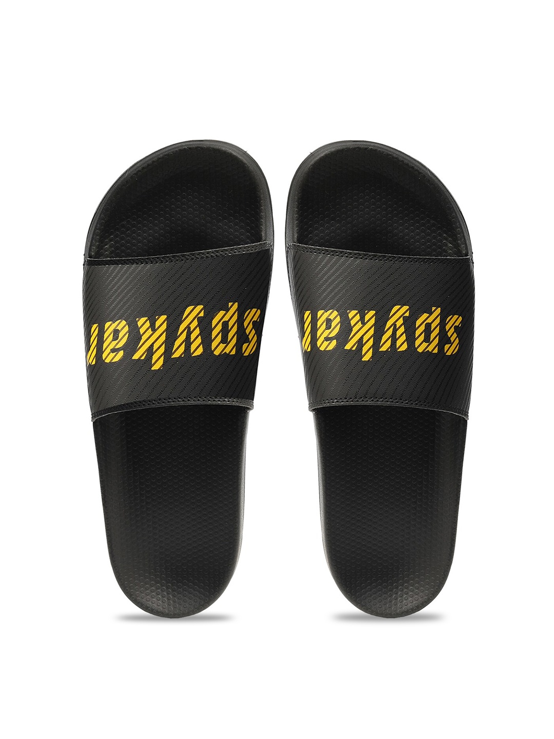 

SPYKAR Men Noelle Yellow-Black Logo Sliders