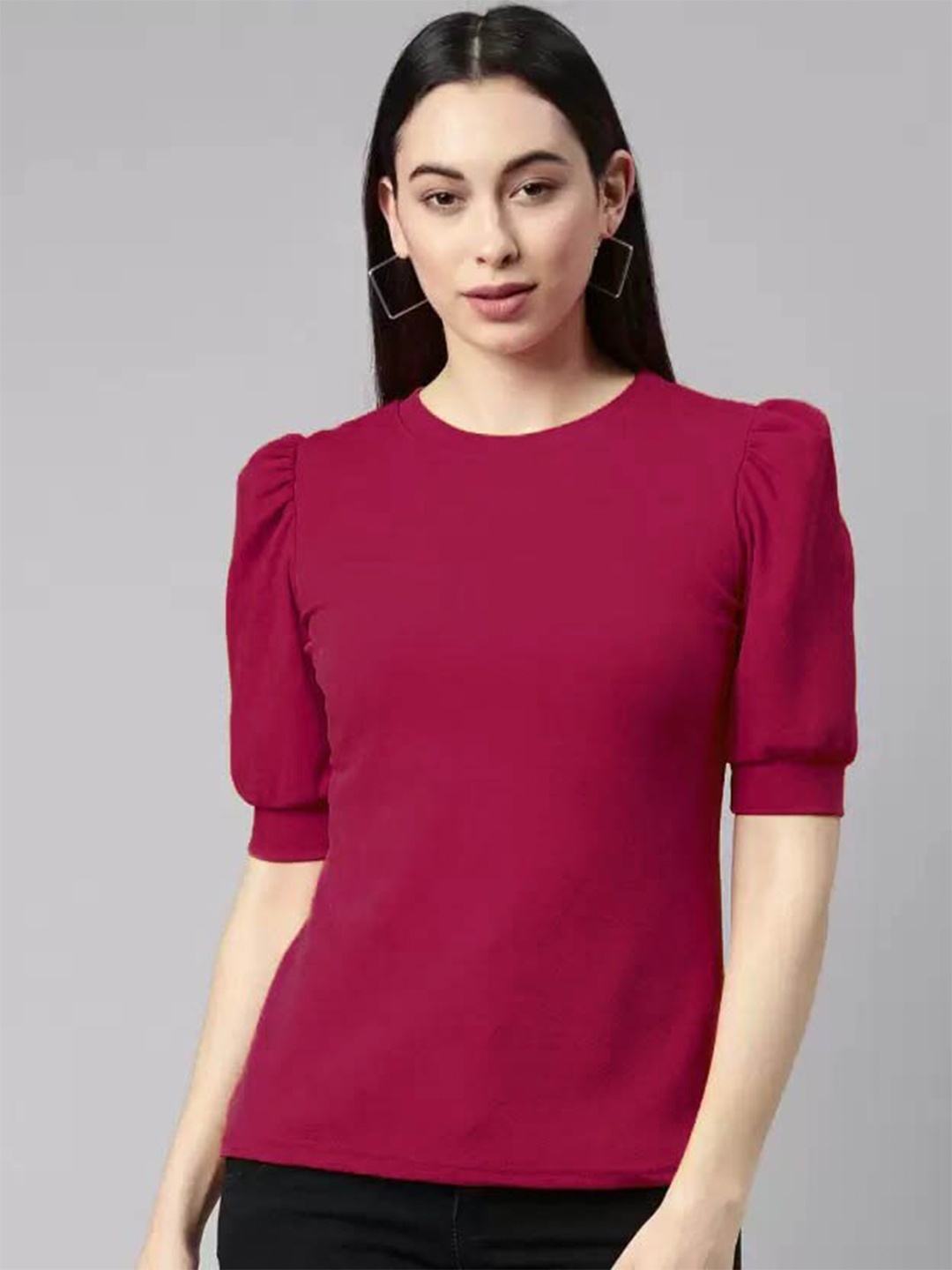 

AUCREATIONS Maroon Cuffed Sleeves Top