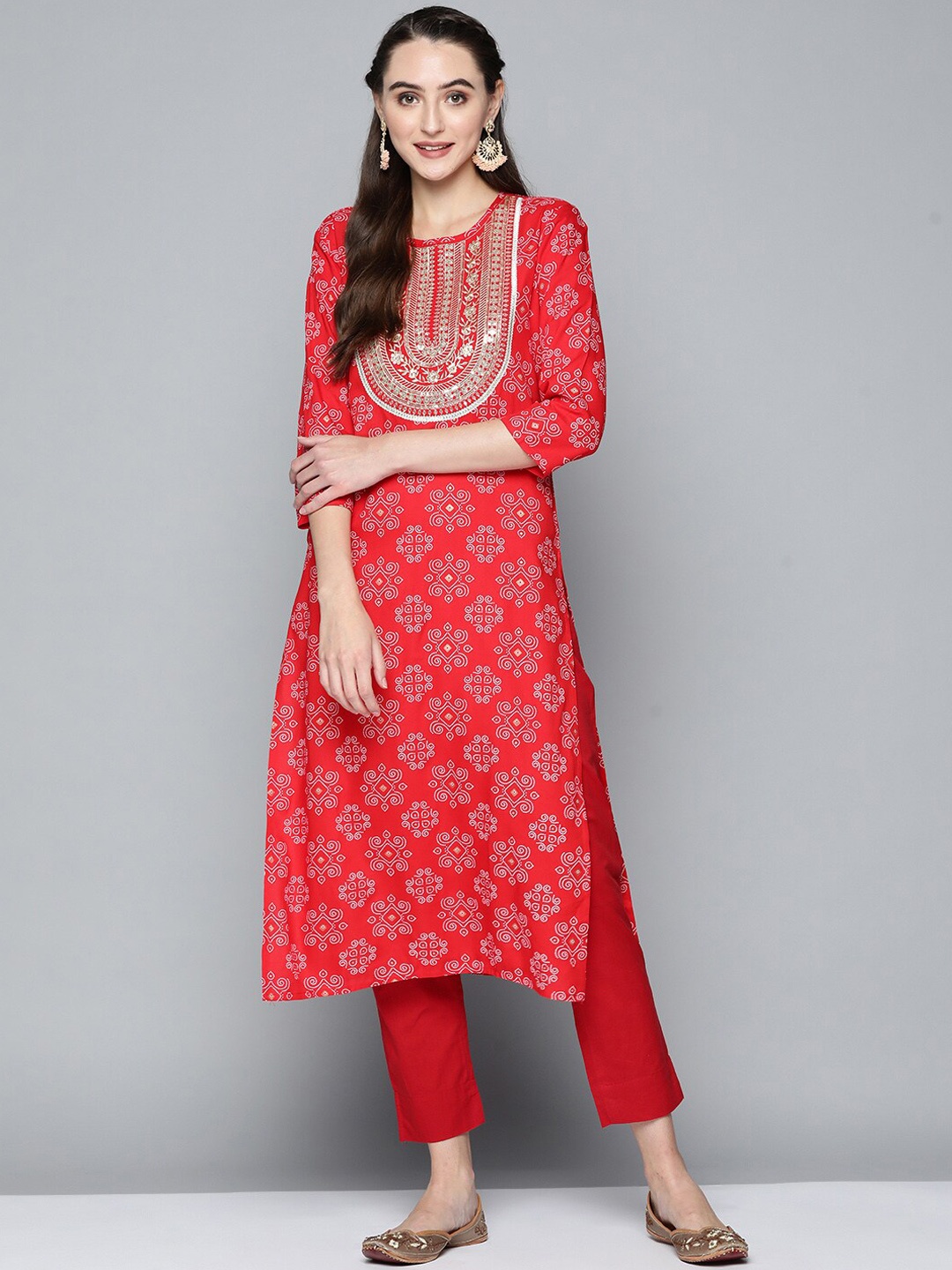 

MAAND Ethnic Motifs Printed Kurta, Red