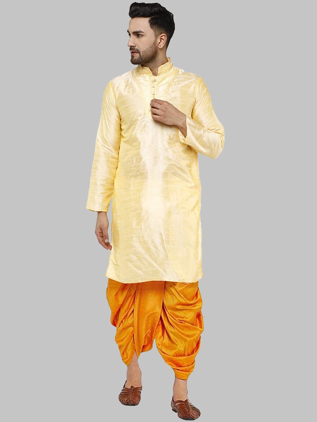 

ROYAL KURTA Men Beige Kurta with Dhoti Pants