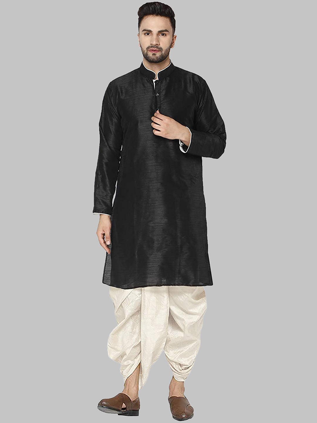 

ROYAL KURTA Men Black Kurta with Dhoti Pants