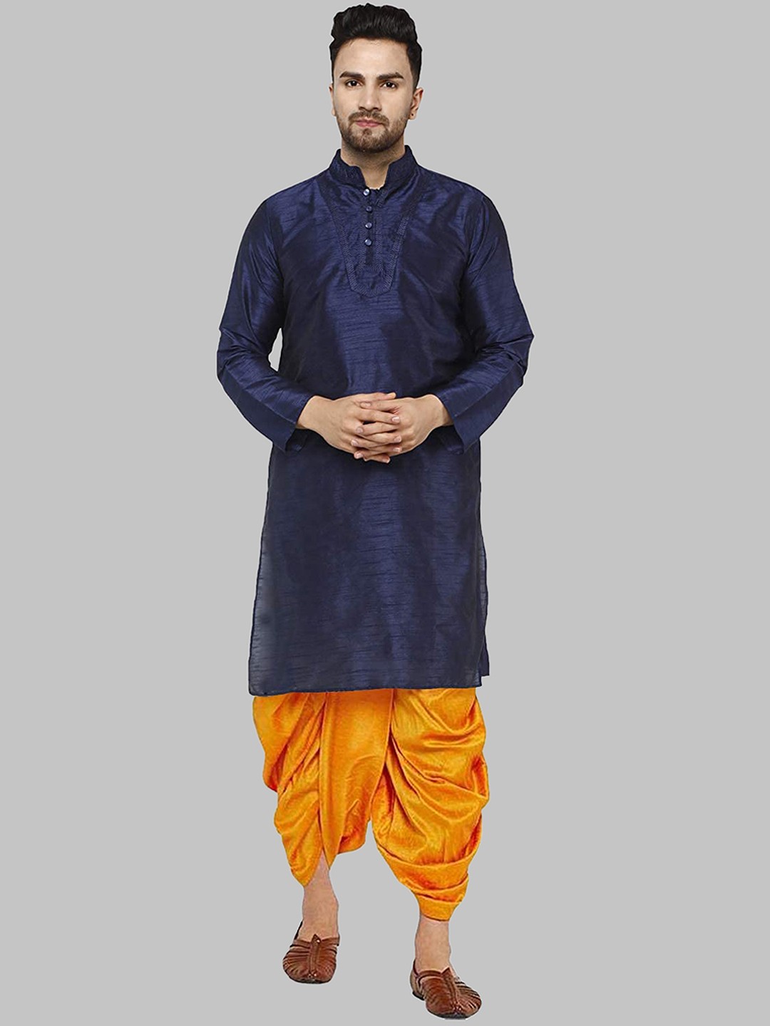 

ROYAL KURTA Men Navy Blue Kurta with Dhoti Pants