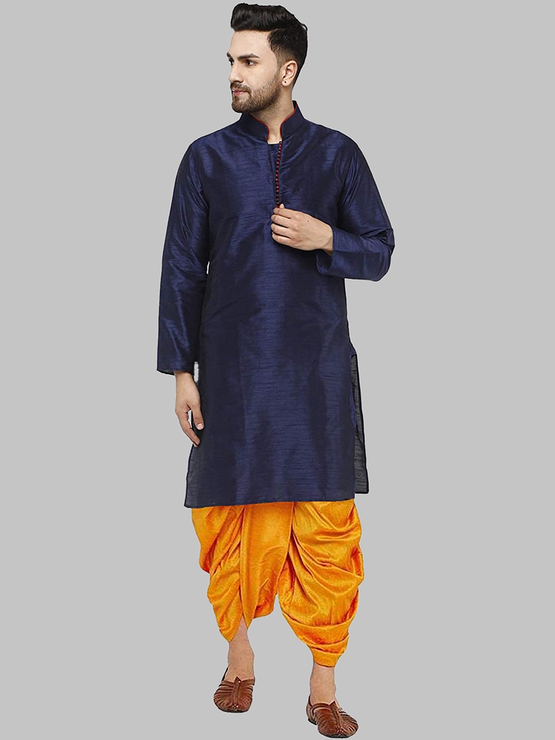 

ROYAL KURTA Men Navy Blue Kurta with Dhoti Pants