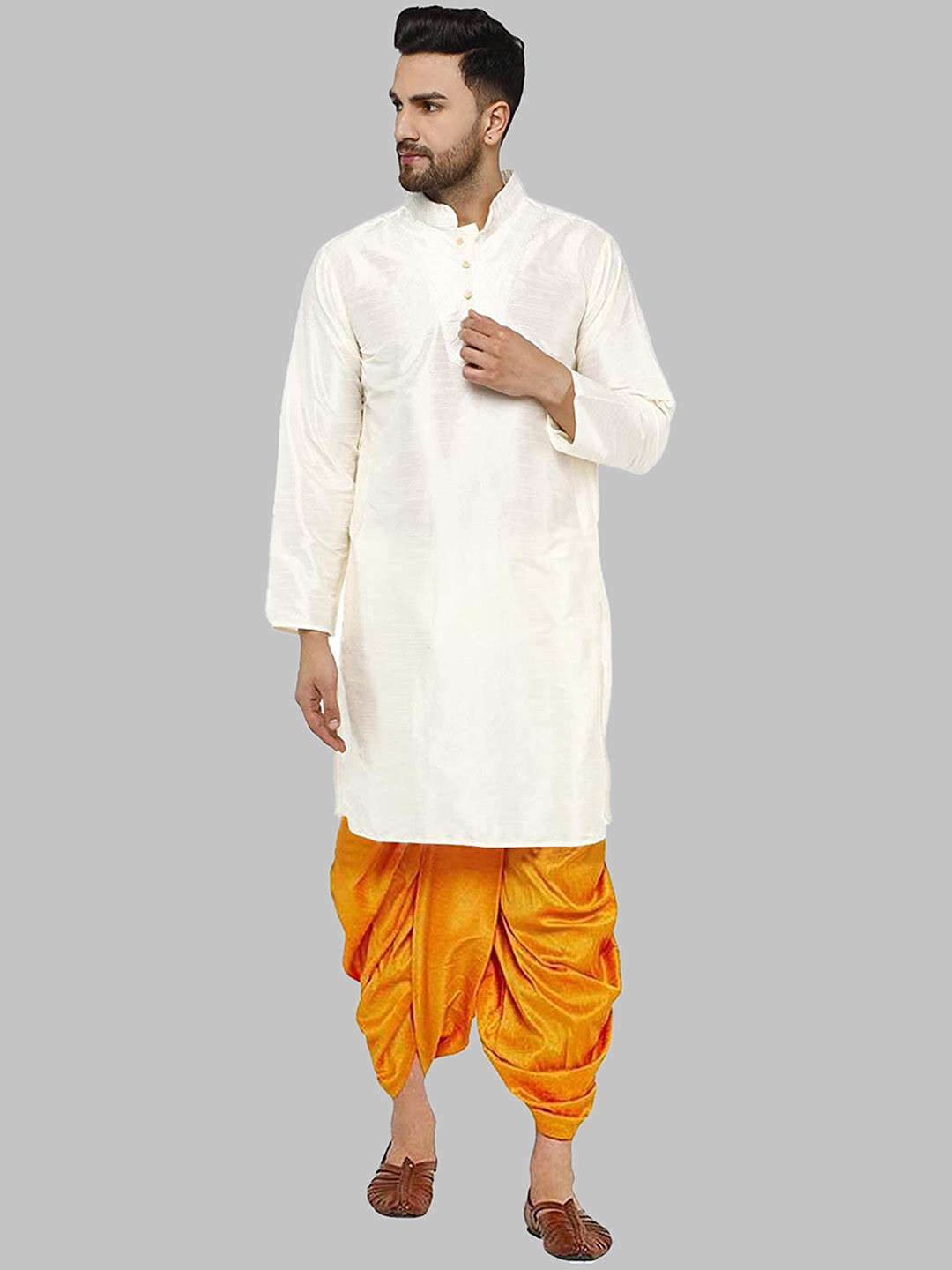 

ROYAL KURTA Men Beige Kurta with Dhoti Pants