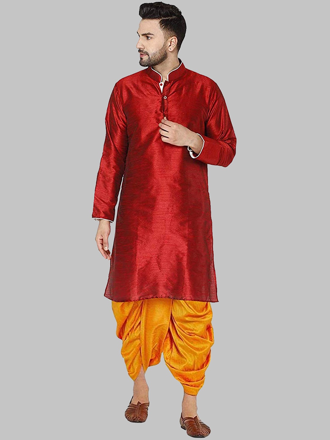 

ROYAL KURTA Men Maroon Kurta with Dhoti Pants