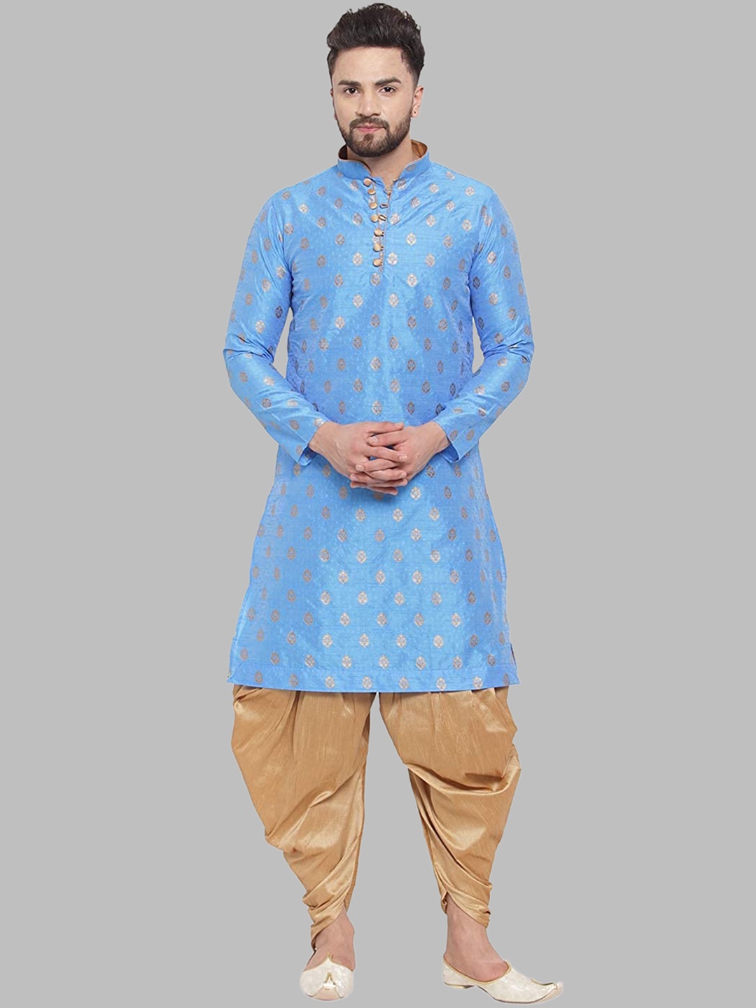 

ROYAL KURTA Men Blue Ethnic Motifs Printed Kurta with Salwar