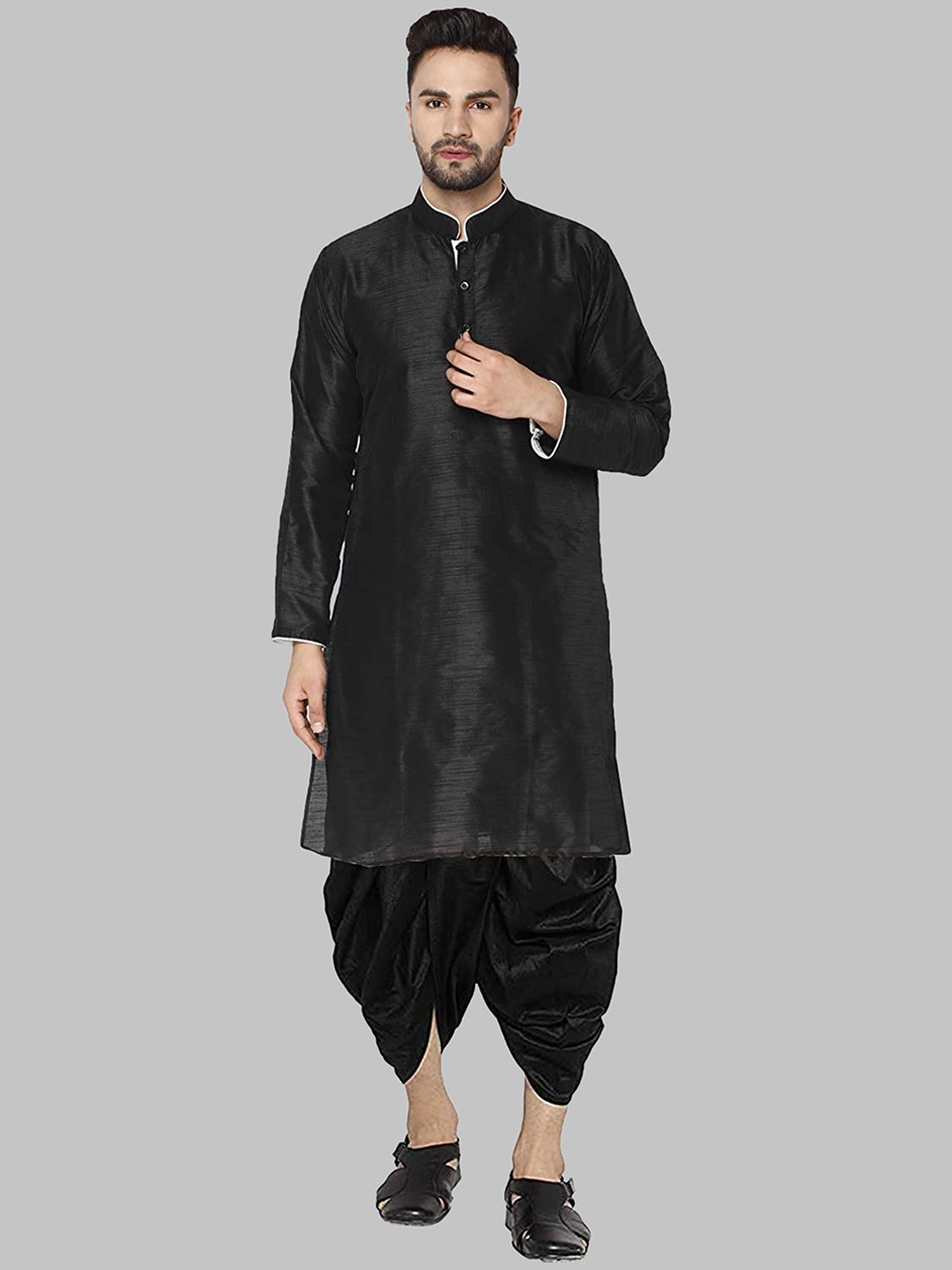 

ROYAL KURTA Men Black Kurta with Dhoti Pants