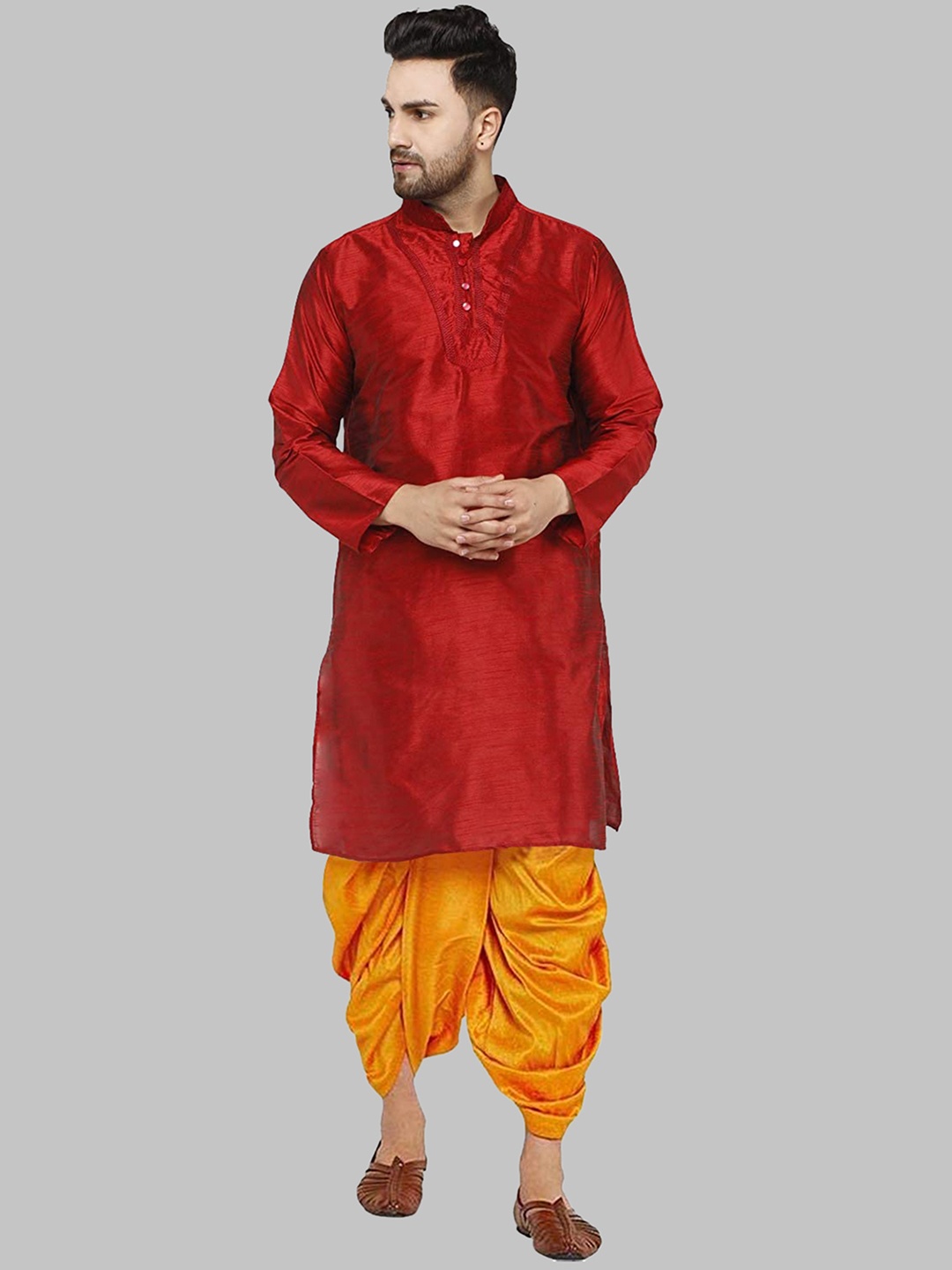 

ROYAL KURTA Men Maroon Kurta with Dhoti Pants