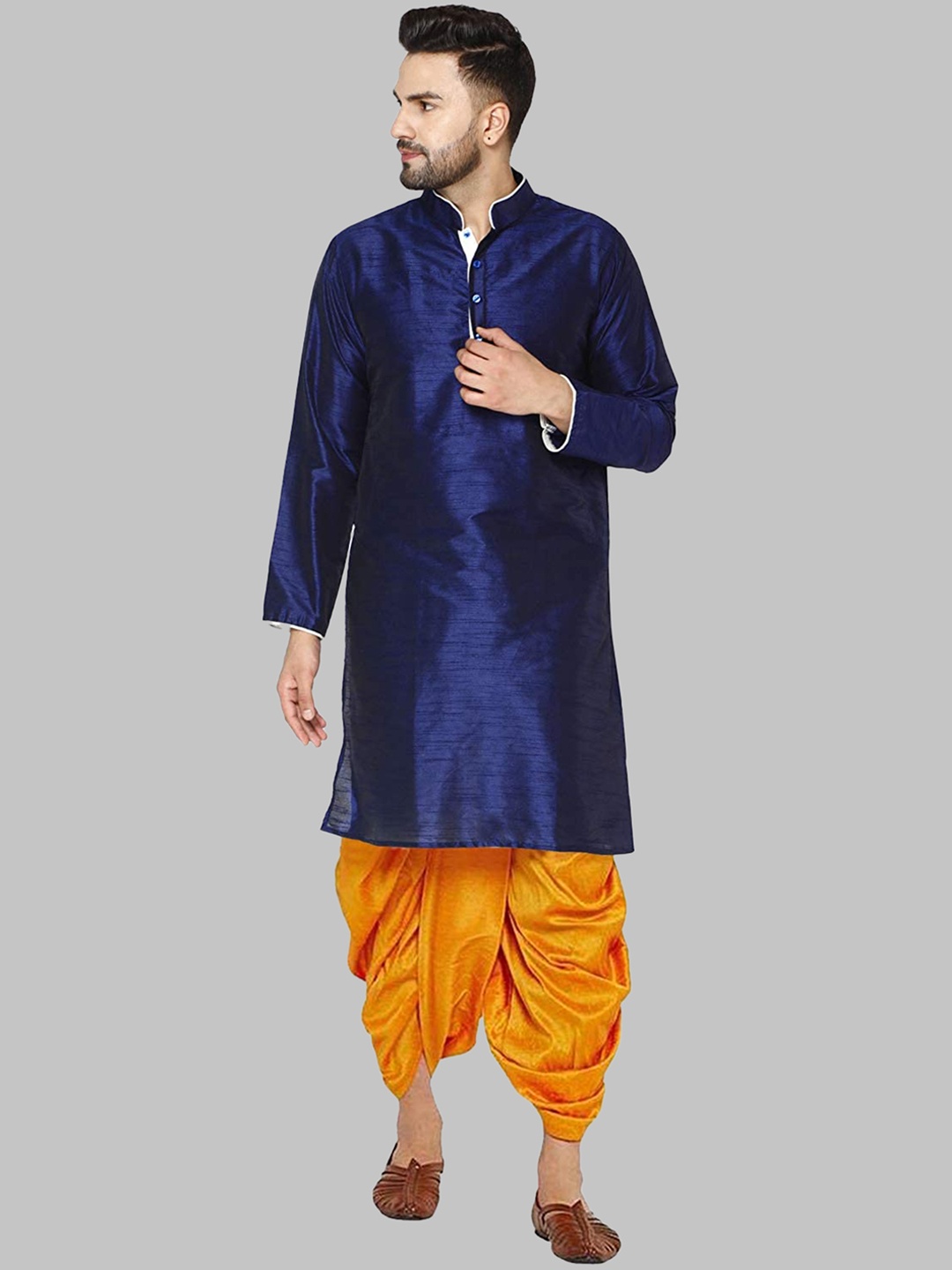 

ROYAL KURTA Men Navy Blue Kurta with Dhoti Pants