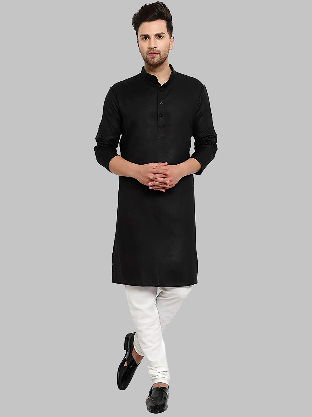 

ROYAL KURTA Men Black Pure Cotton Kurta with Pyjamas