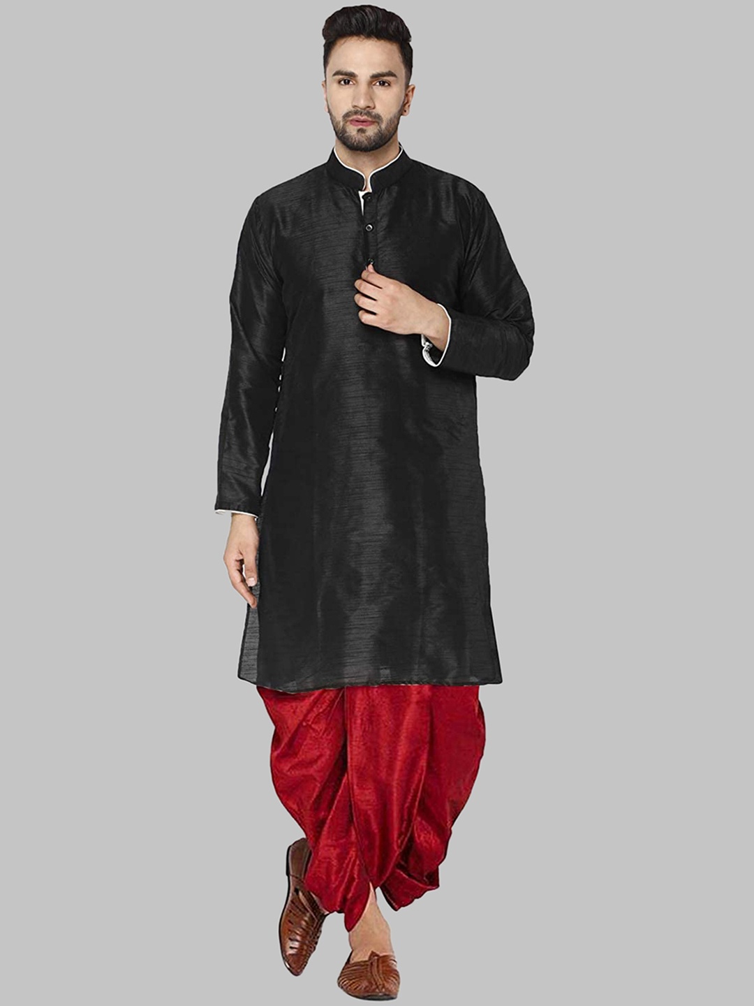 

ROYAL KURTA Men Black Kurta with Dhoti Pants