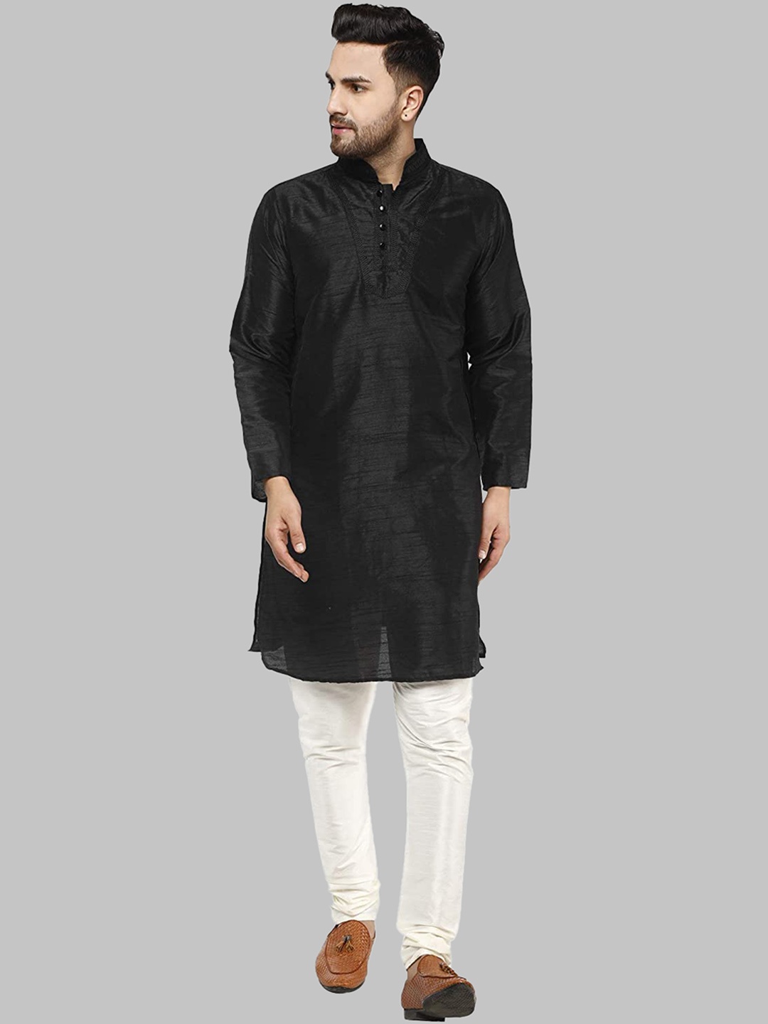 

ROYAL KURTA Men Black Kurta with Churidar