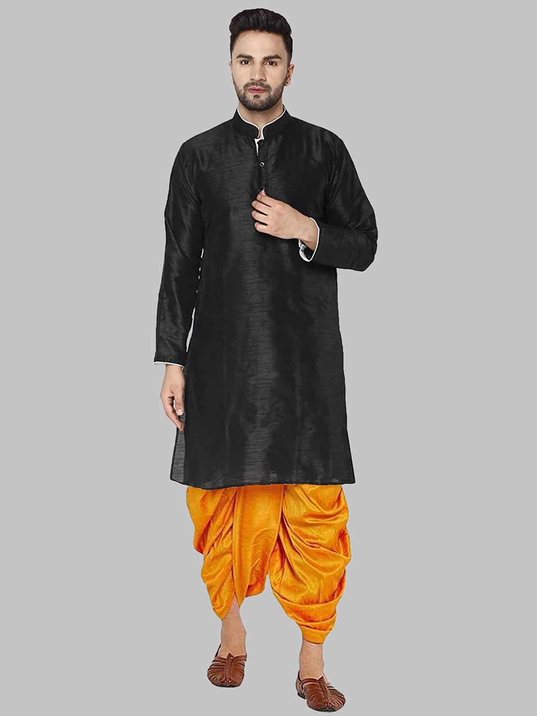 

ROYAL KURTA Men Black Kurta with Dhoti Pants