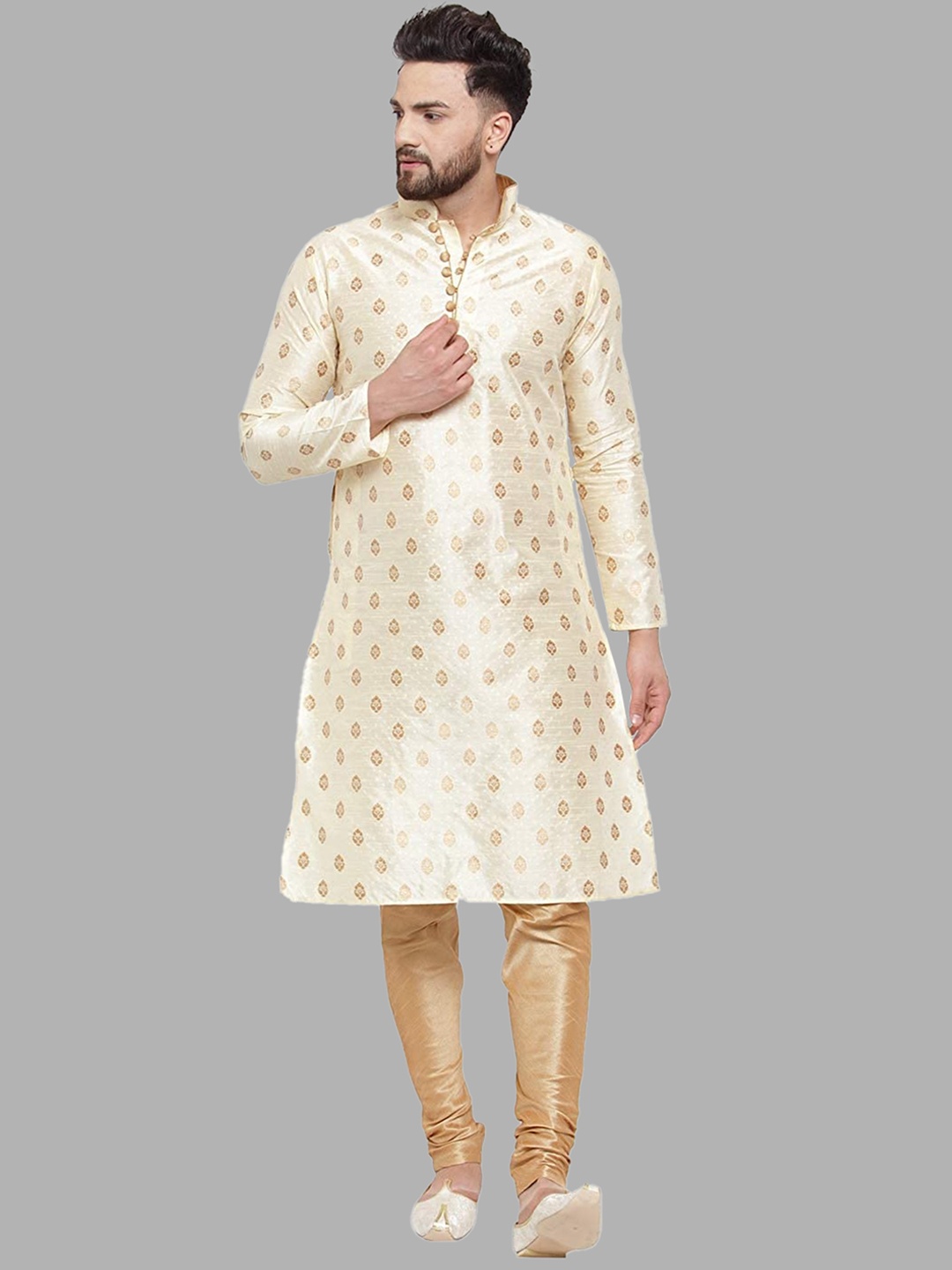 

ROYAL KURTA Men Cream-Coloured Kurta with Churidar