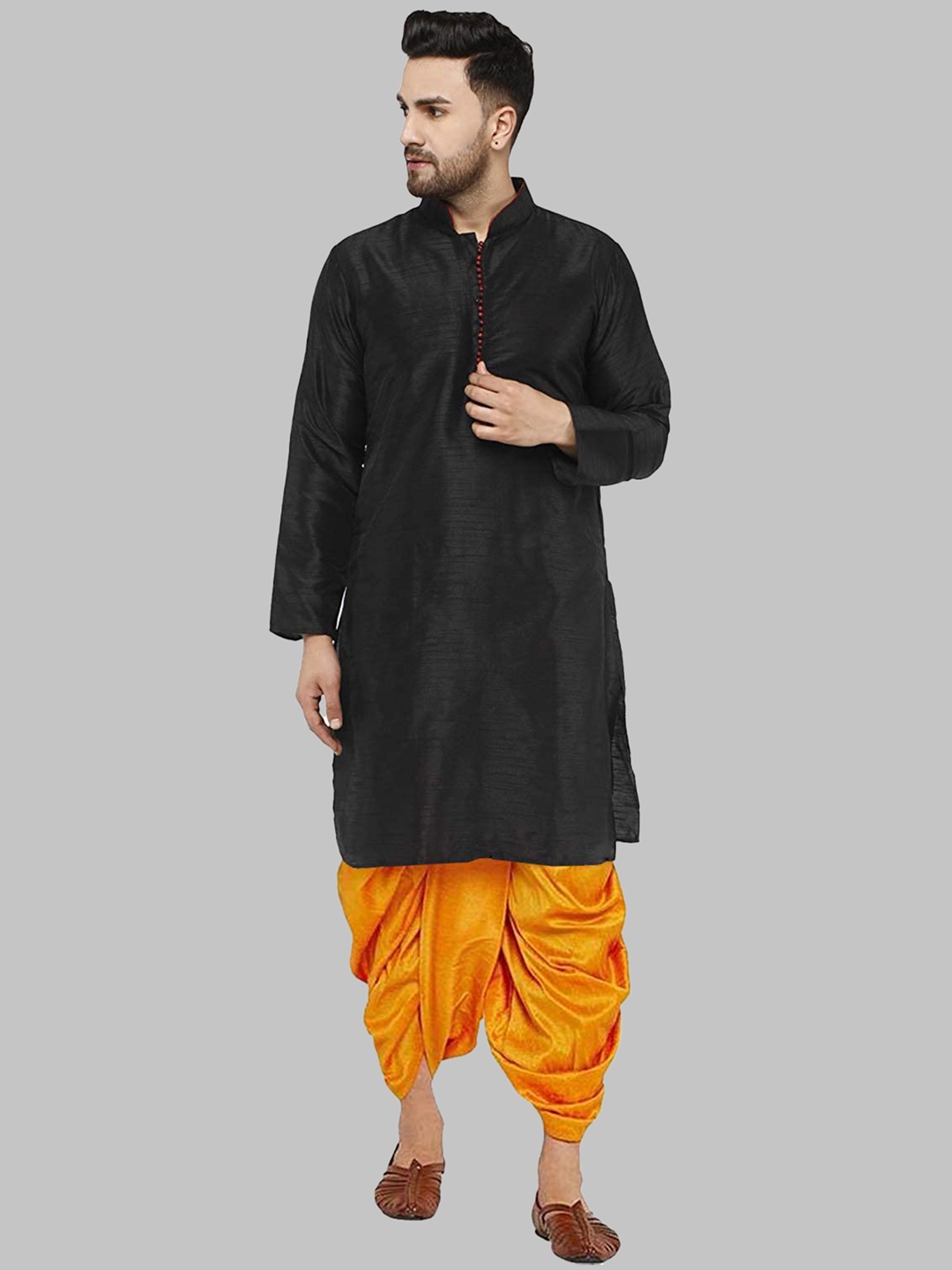

ROYAL KURTA Men Black Kurta with Dhoti Pants