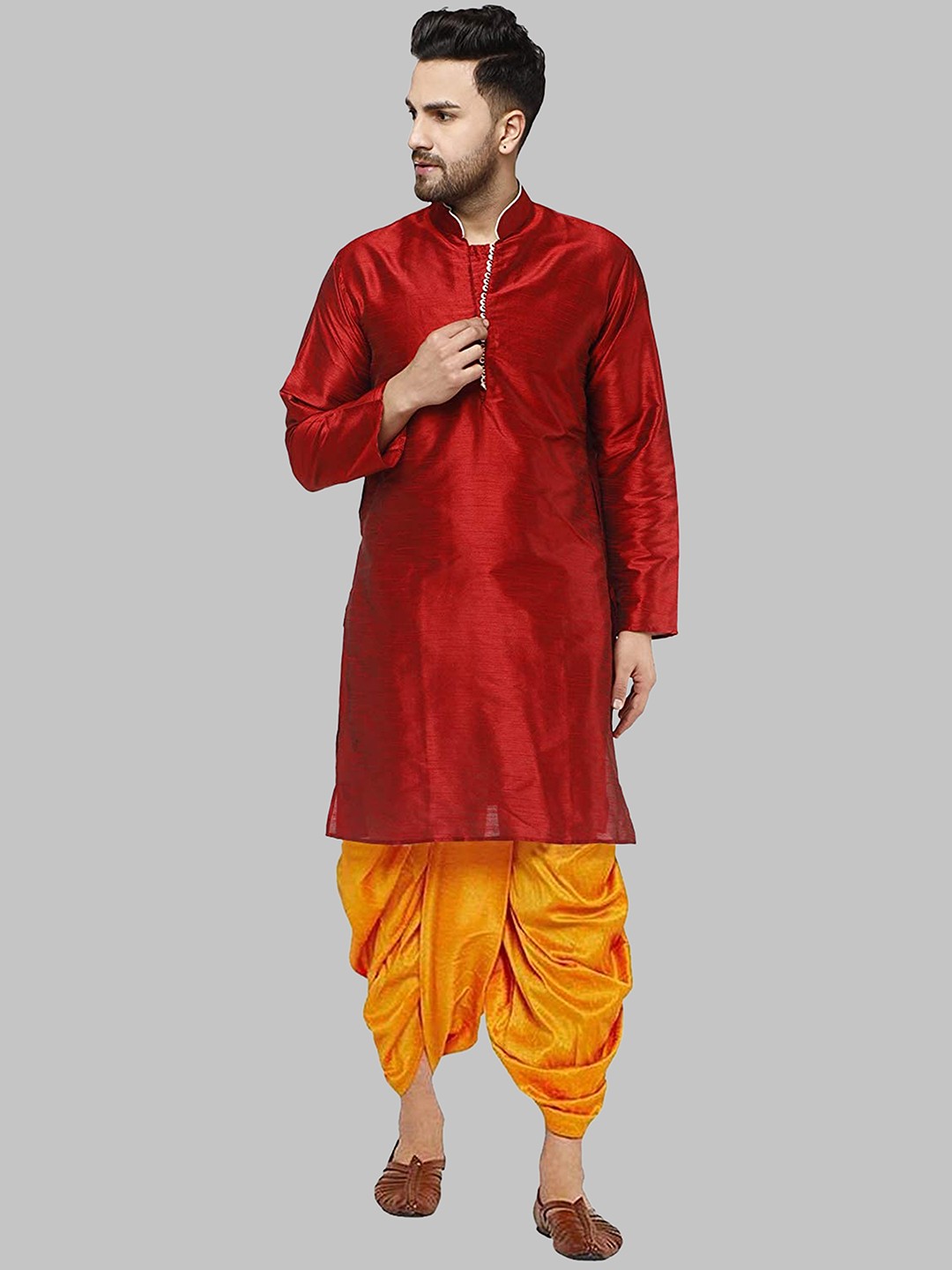 

ROYAL KURTA Men Maroon Kurta with Dhoti Pants