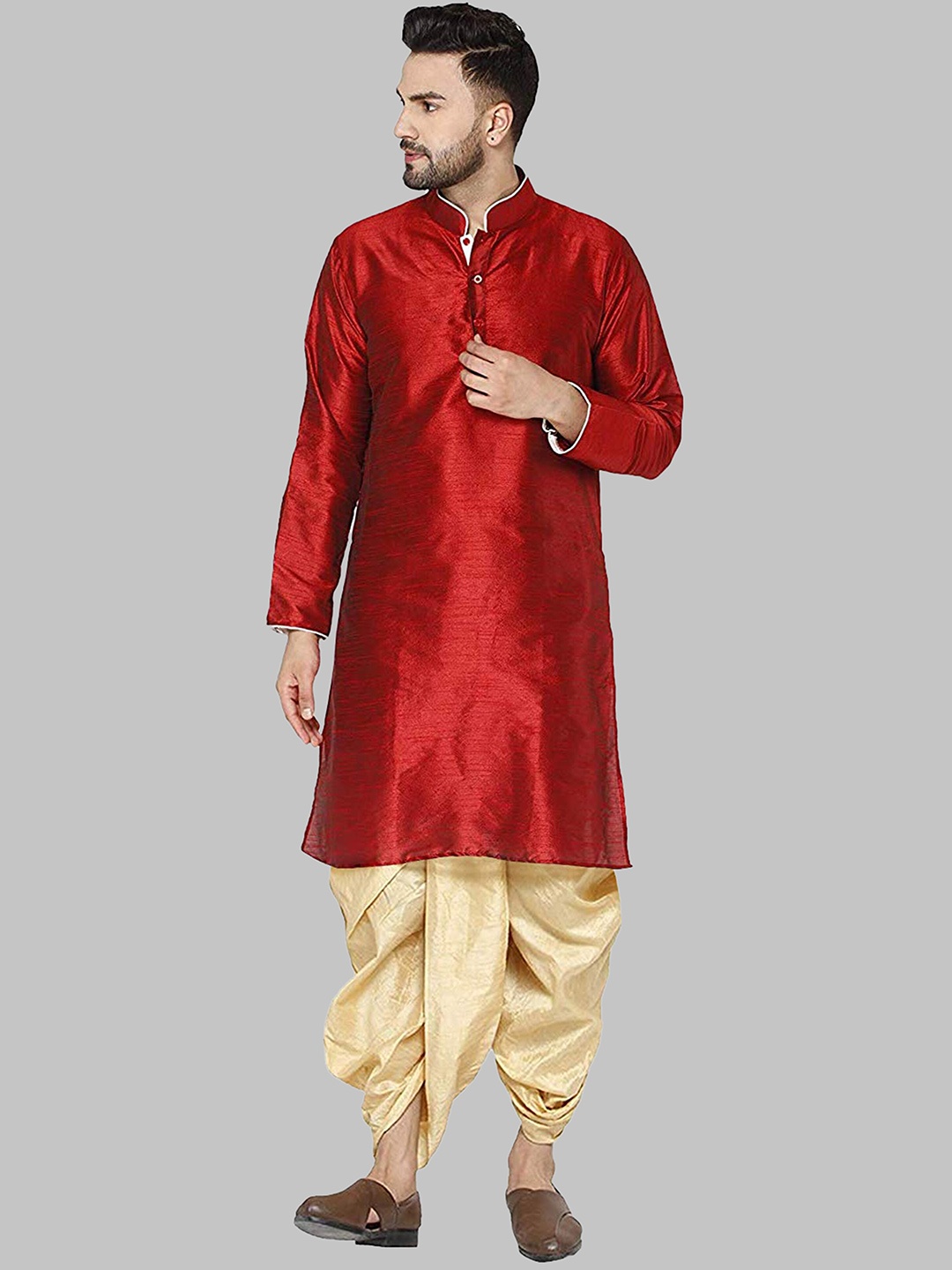 

ROYAL KURTA Men Maroon Kurta with Dhoti Pants