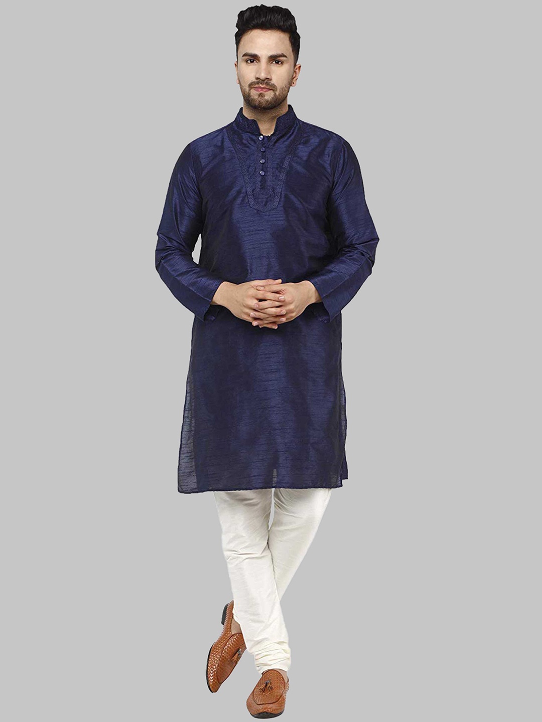 

ROYAL KURTA Men Navy Blue Kurta with Churidar
