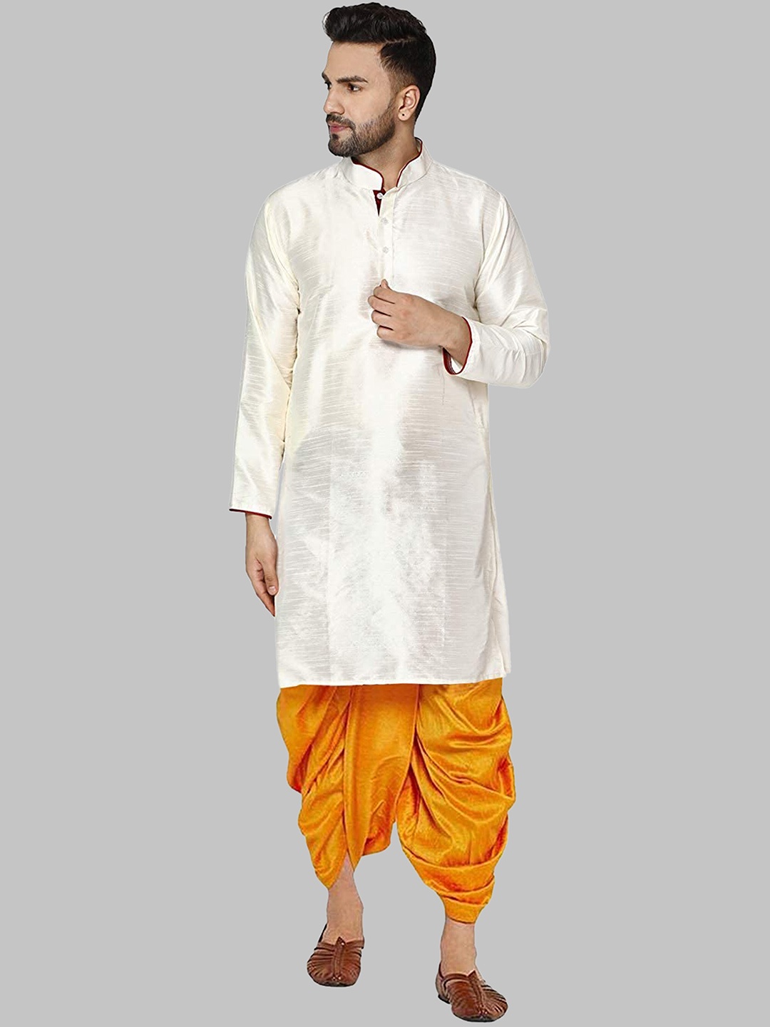 

ROYAL KURTA Men Off White Kurta with Dhoti Pants