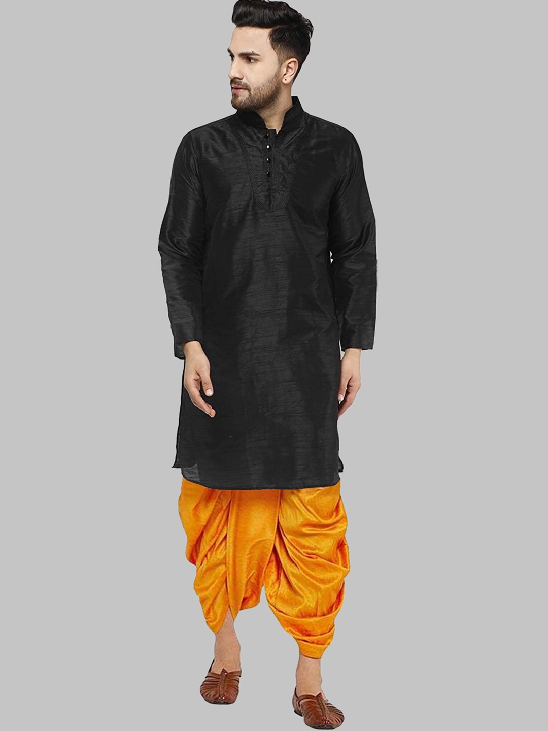 

ROYAL KURTA Men Black Kurta with Dhoti Pants
