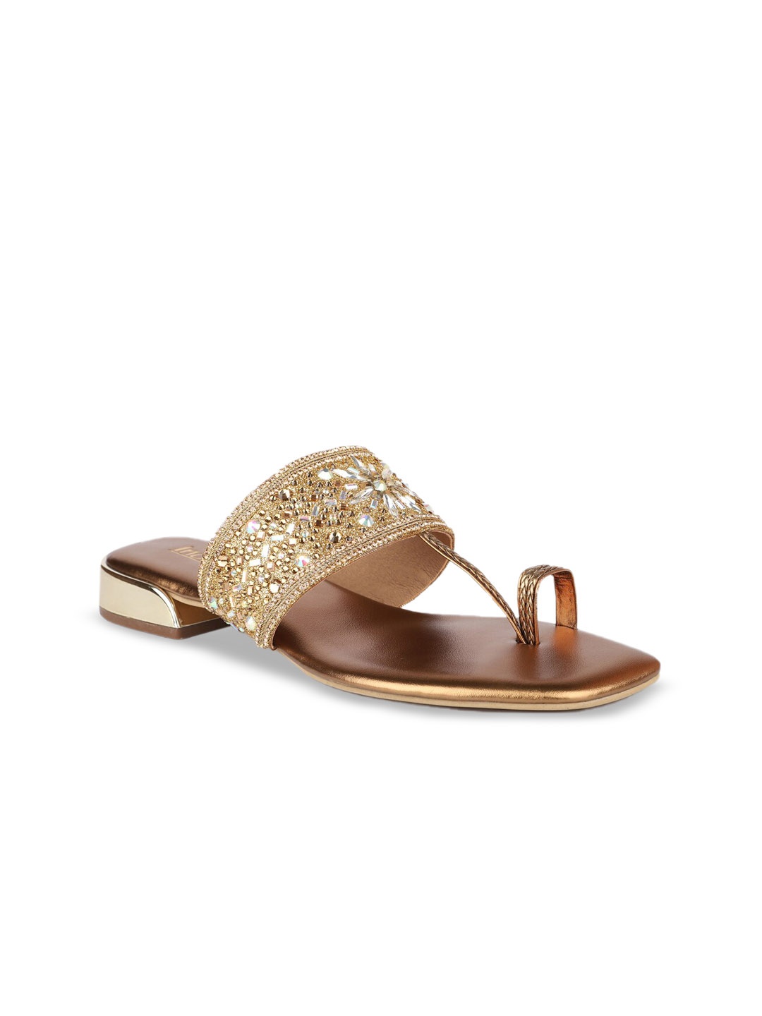 

Inc 5 Women Gold-Toned Embellished Ethnic One Toe Flats