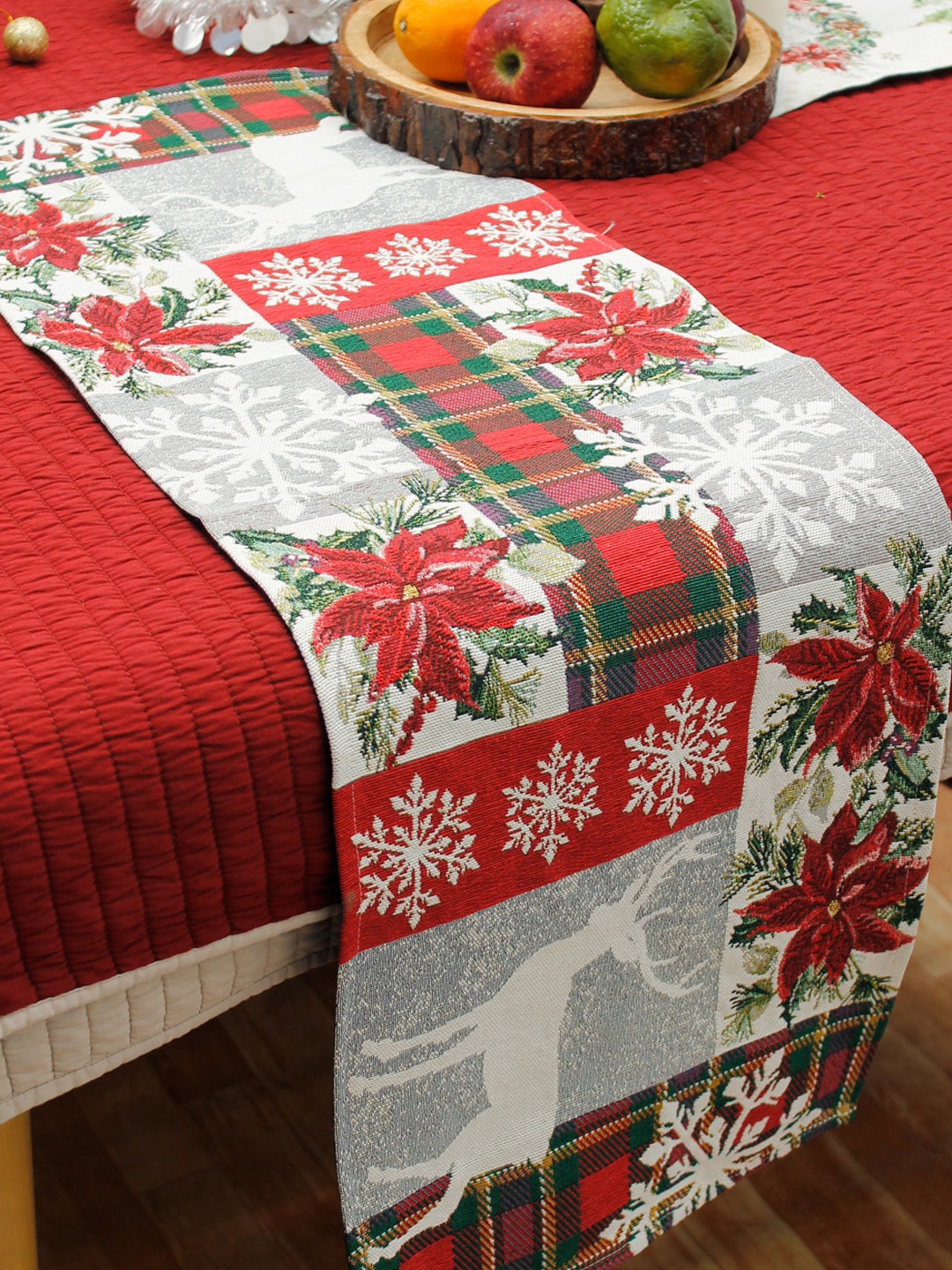 

AVI Living Red Printed Christmas Table Runner