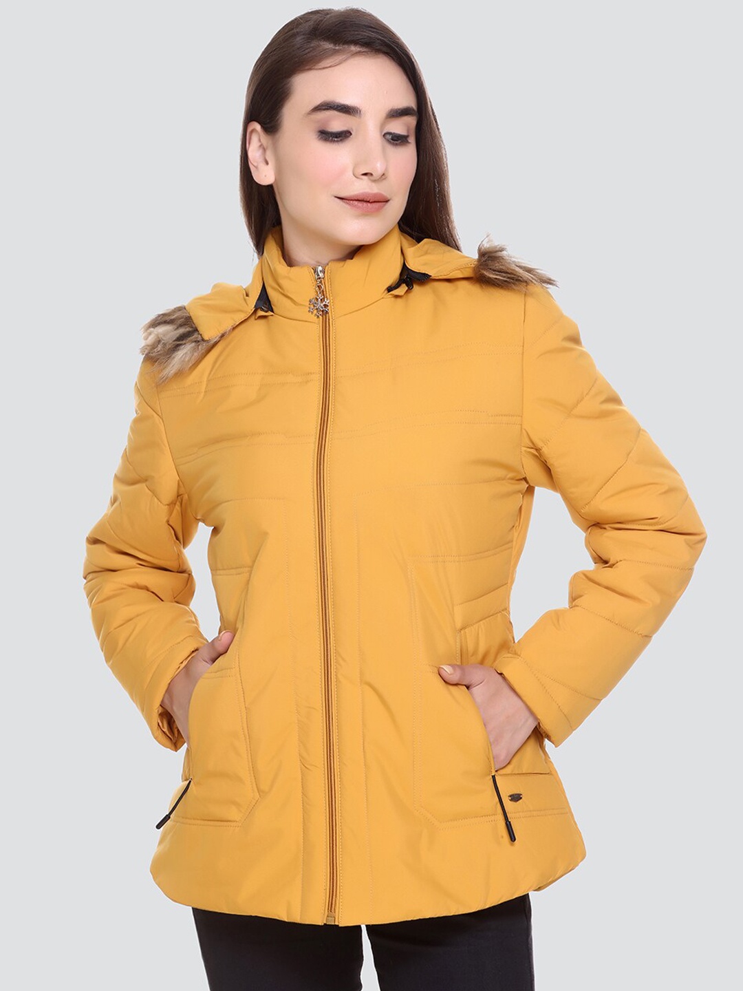 

PEPLS Women Mustard Lightweight Hooded Parka Jacket