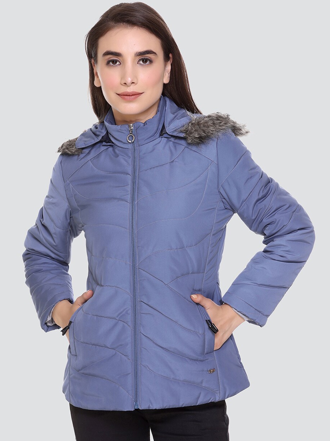 

PEPLS Women Blue Lightweight Hooded Parka Jacket