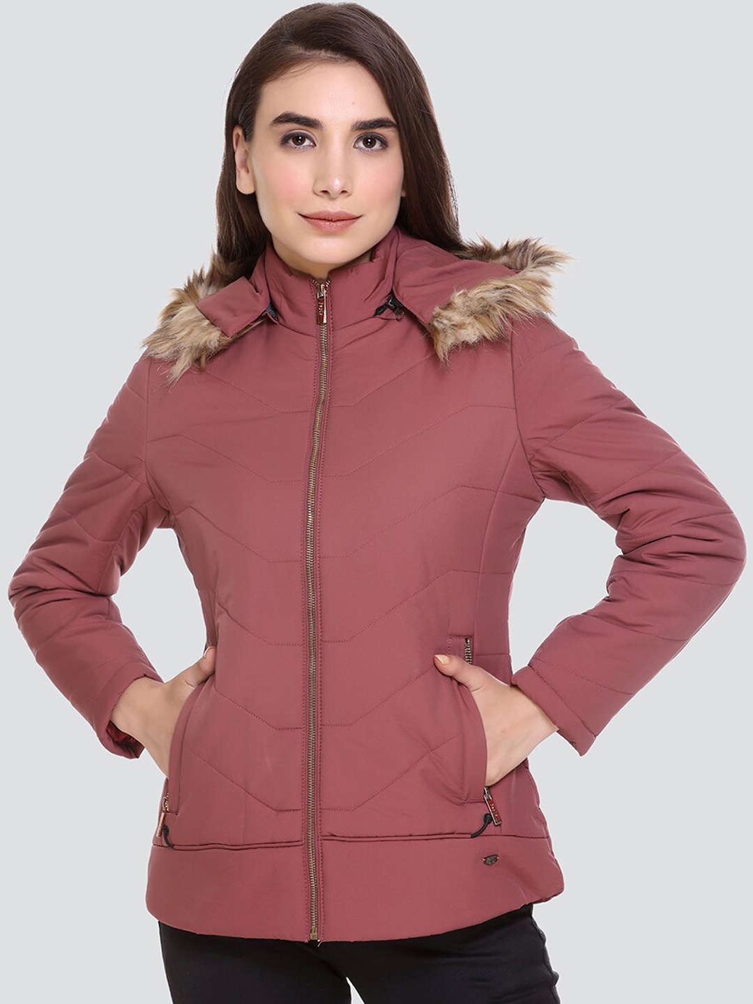 

PEPLS Women Pink Lightweight Hooded Parka Jacket