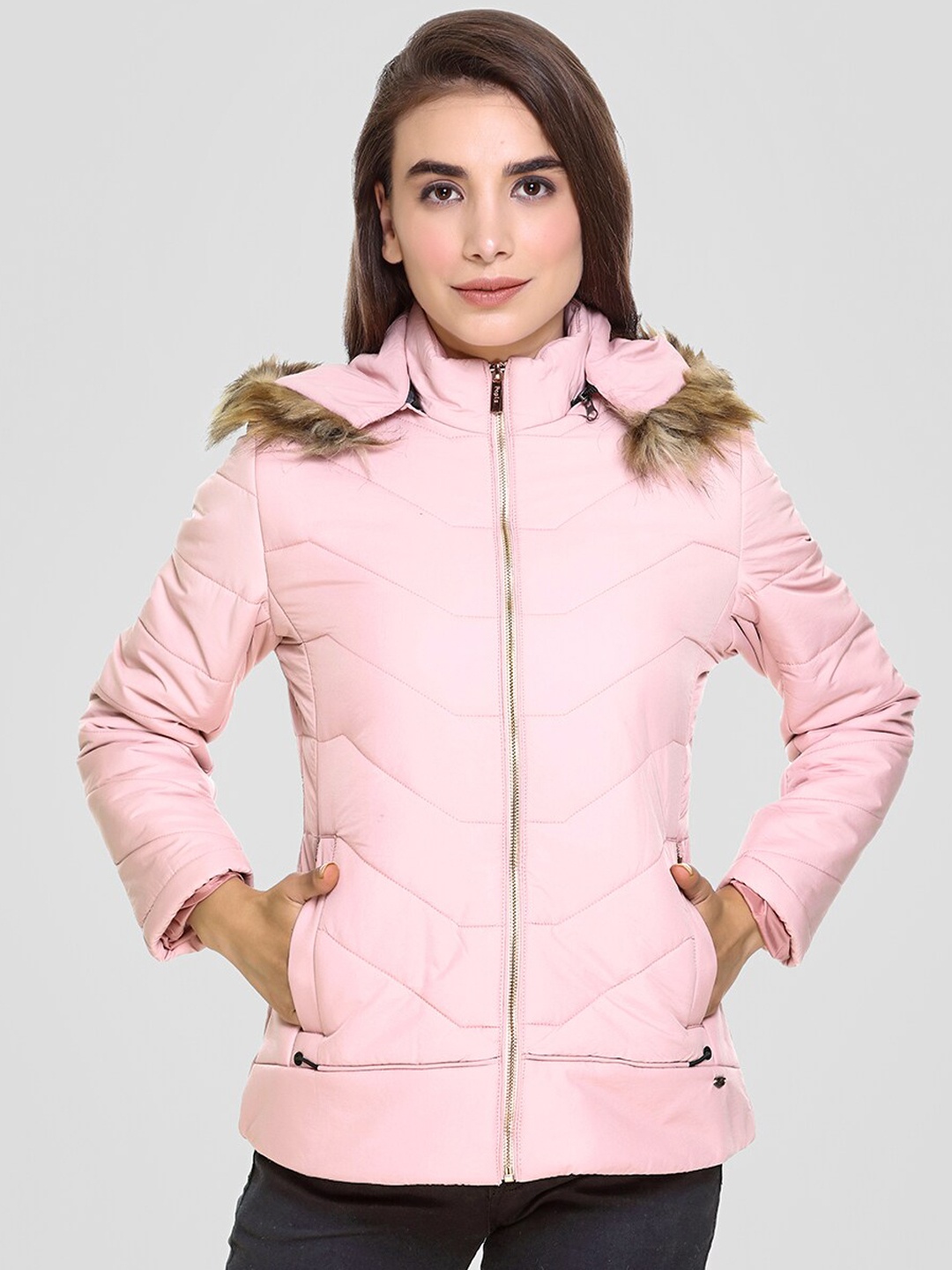 

PEPLS Women Pink Lightweight Hooded Parka Jacket