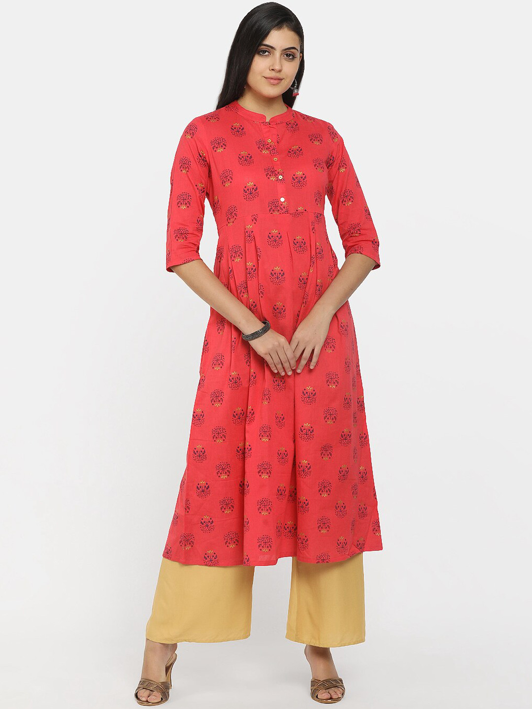 

V-Mart Women Red Ethnic Motifs Printed Cotton Kurta