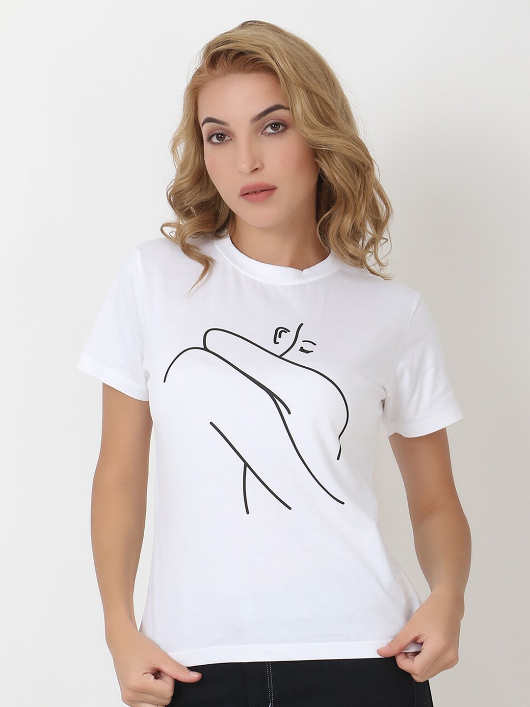 

Again fashions Printed Cotton T-shirt, White