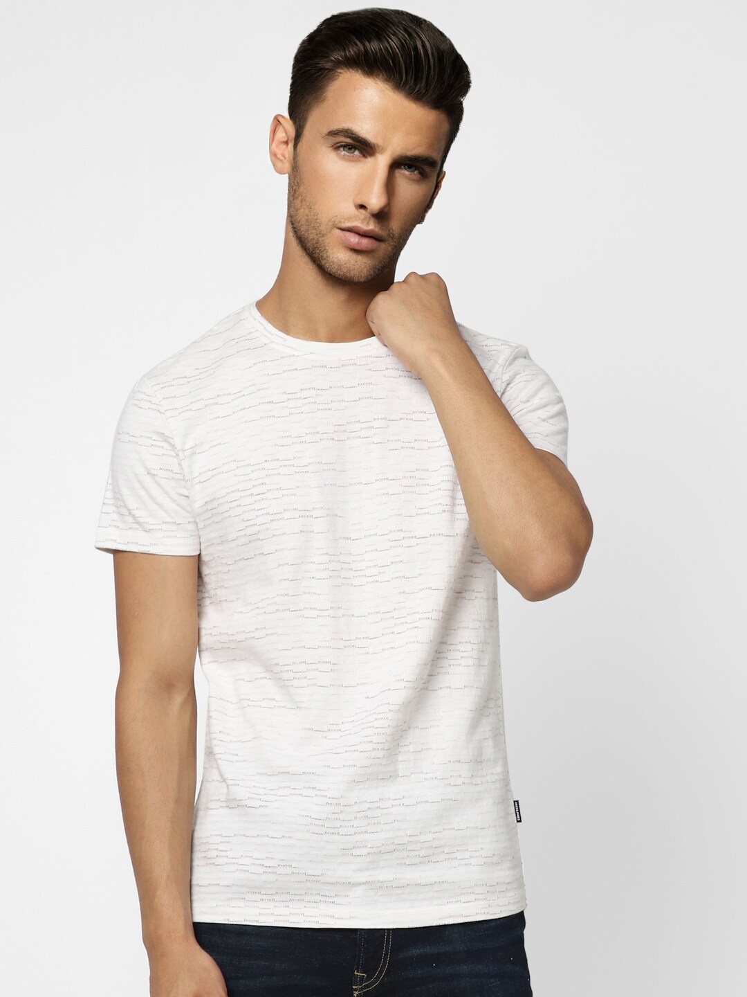 

Jack & Jones Men White Cotton Slim Fit T-shirt