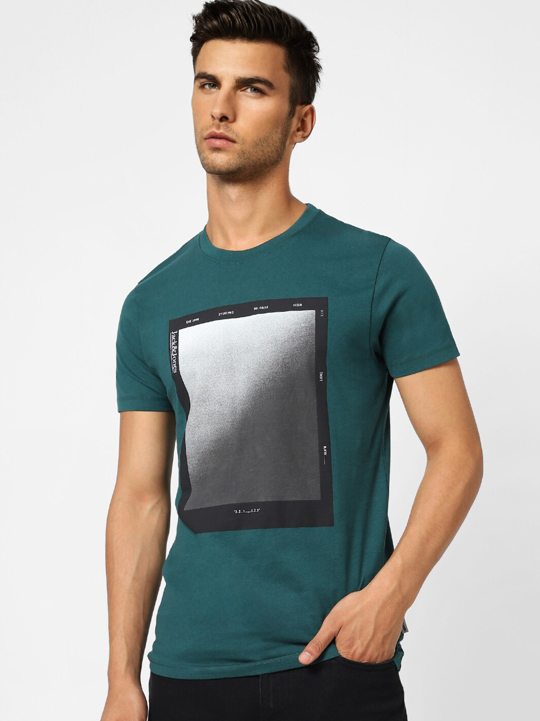 

Jack & Jones Men Green Printed Cotton T-shirt