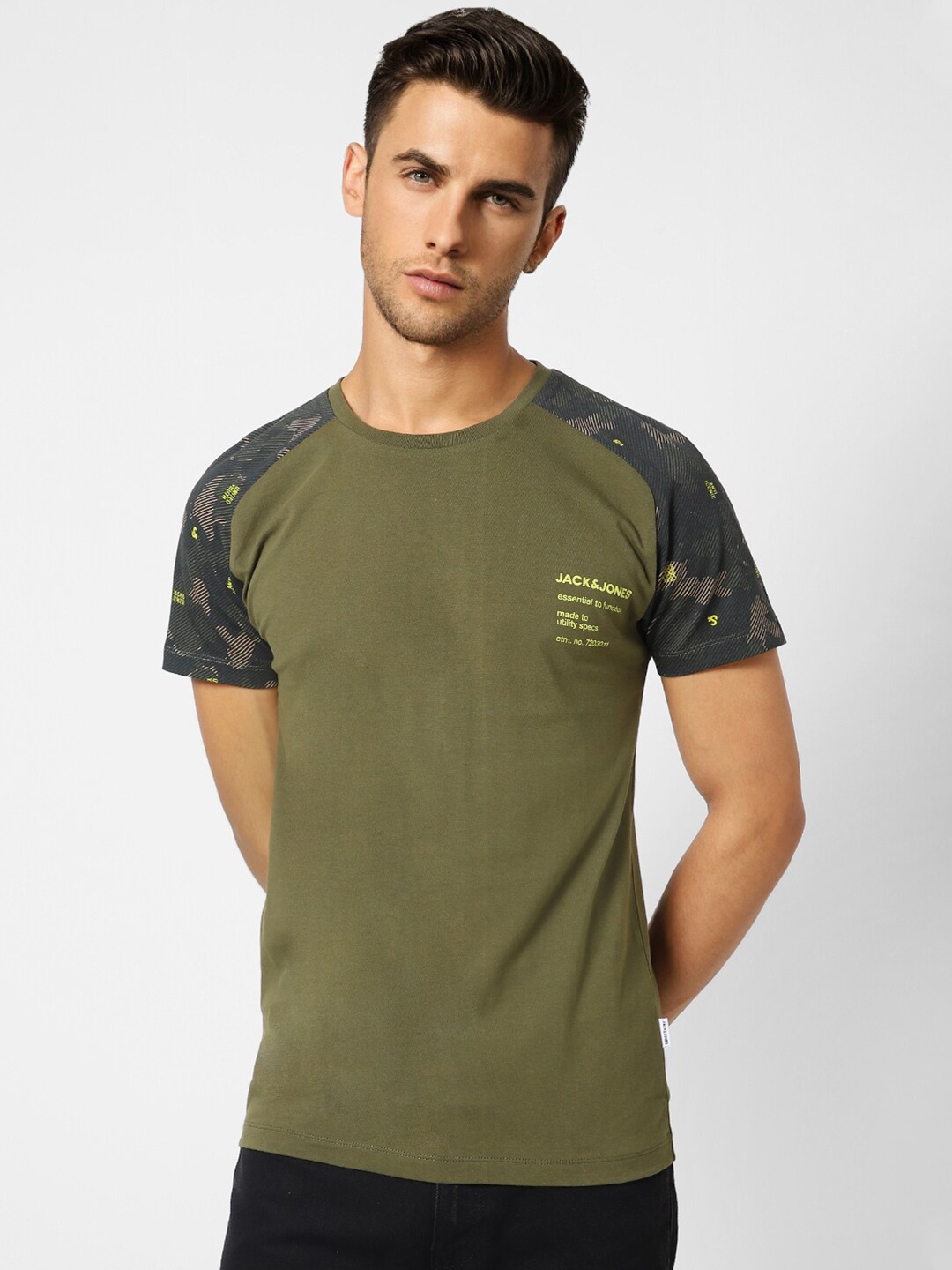 

Jack & Jones Men Green Cotton T-shirt