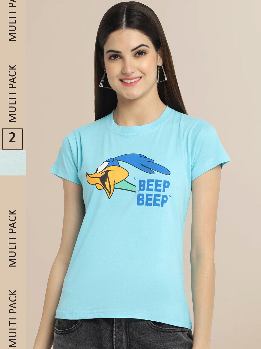 

Fabflee Women Blue & Green Pack Of 2 Printed Cotton T-shirt