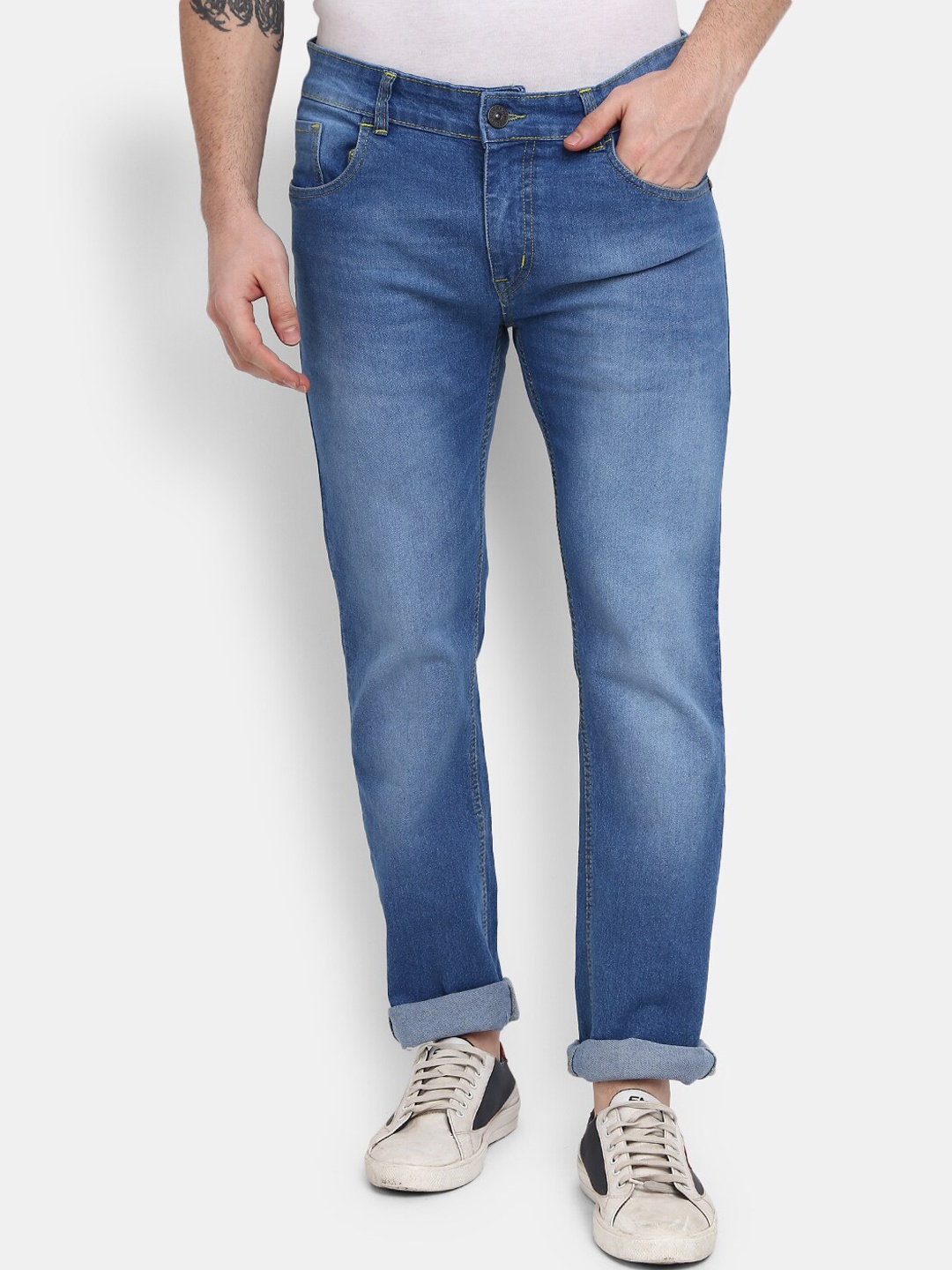 

V-Mart Men Blue Classic Slim Fit Heavy Fade Cotton Jeans