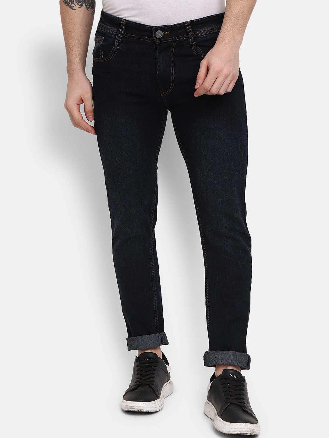 

V-Mart Men Classic Slim Fit Cotton Jeans, Black